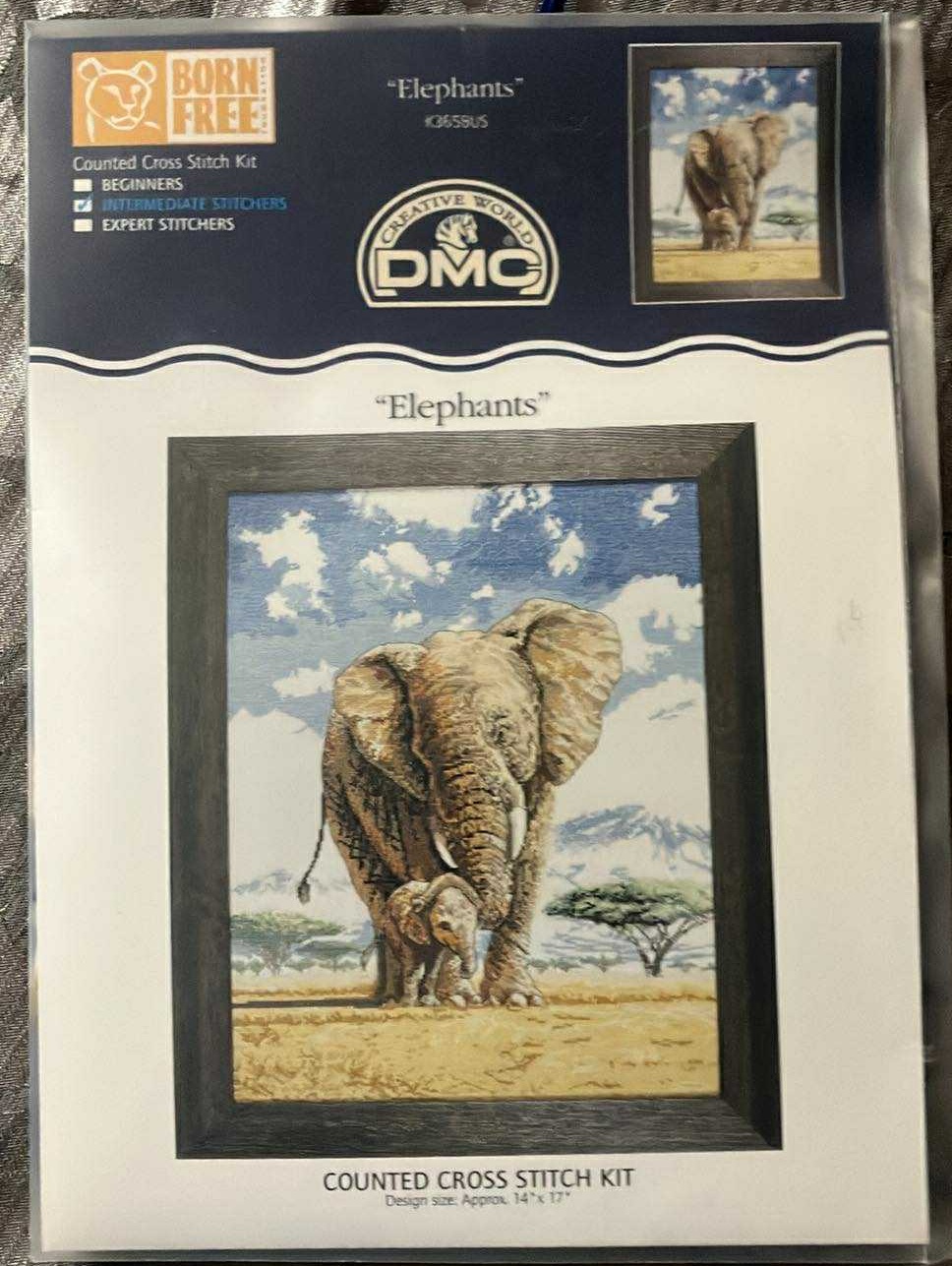 DMC Born Foundation Elephants Cross Stitch Kit (New)
