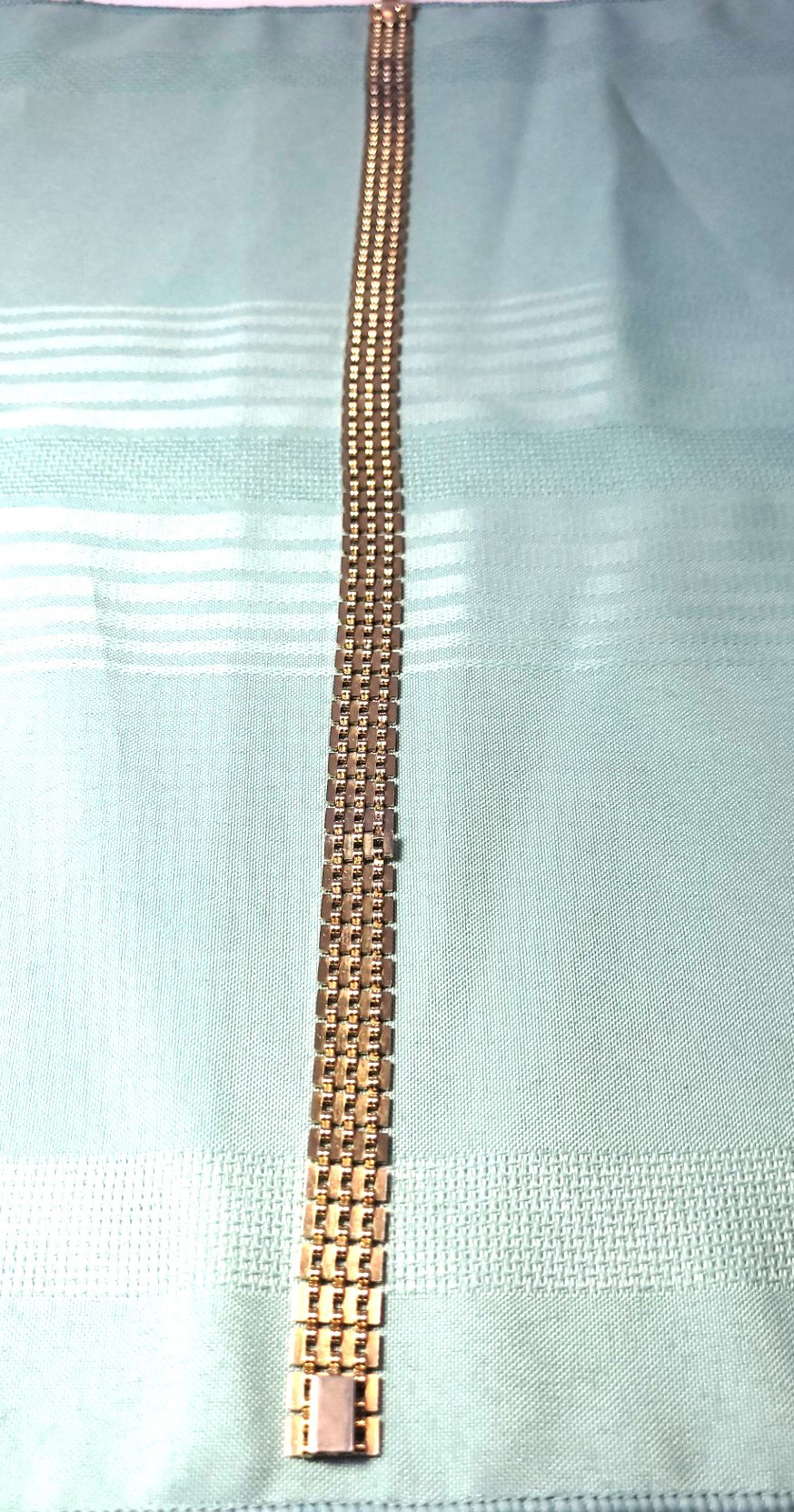 Vtg 1980s Gold Tone Brick Link Collar Necklace 15.5" Wide - photo 3