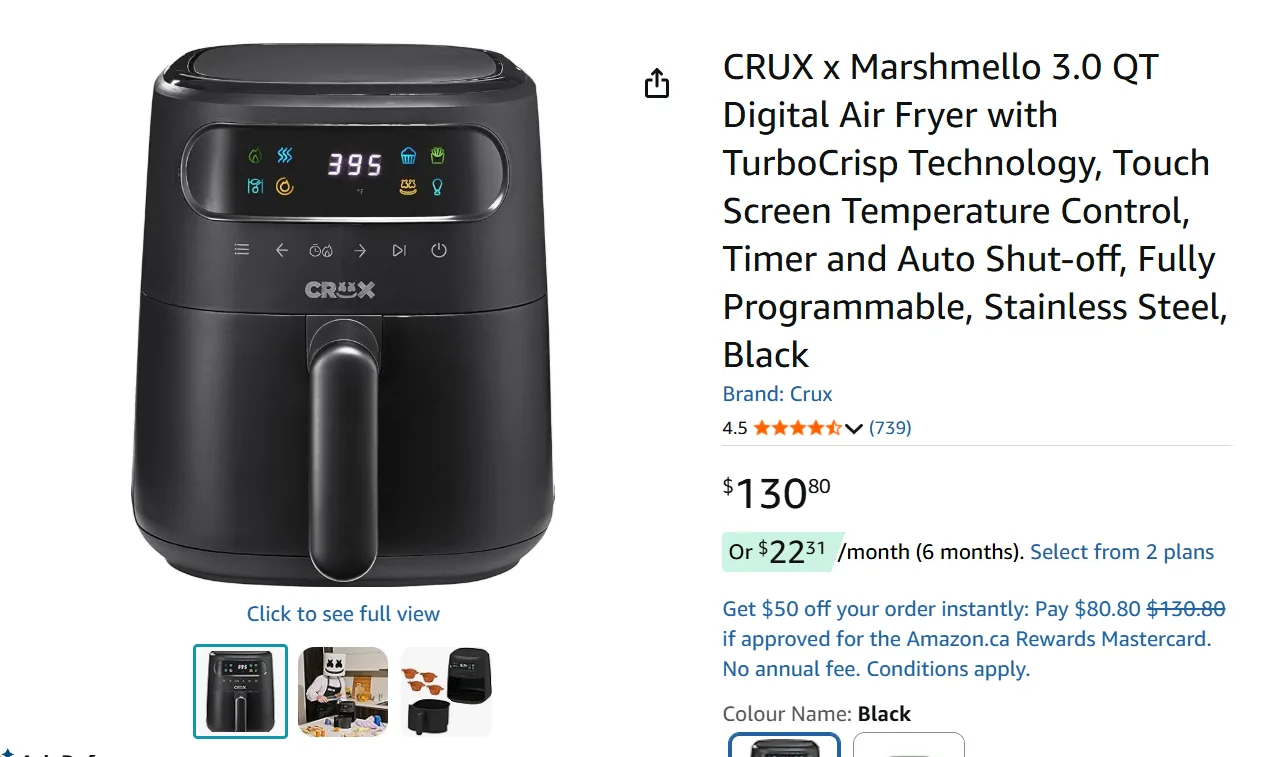CRUX Digital Air Fryer - Good Condition image indicator(2)