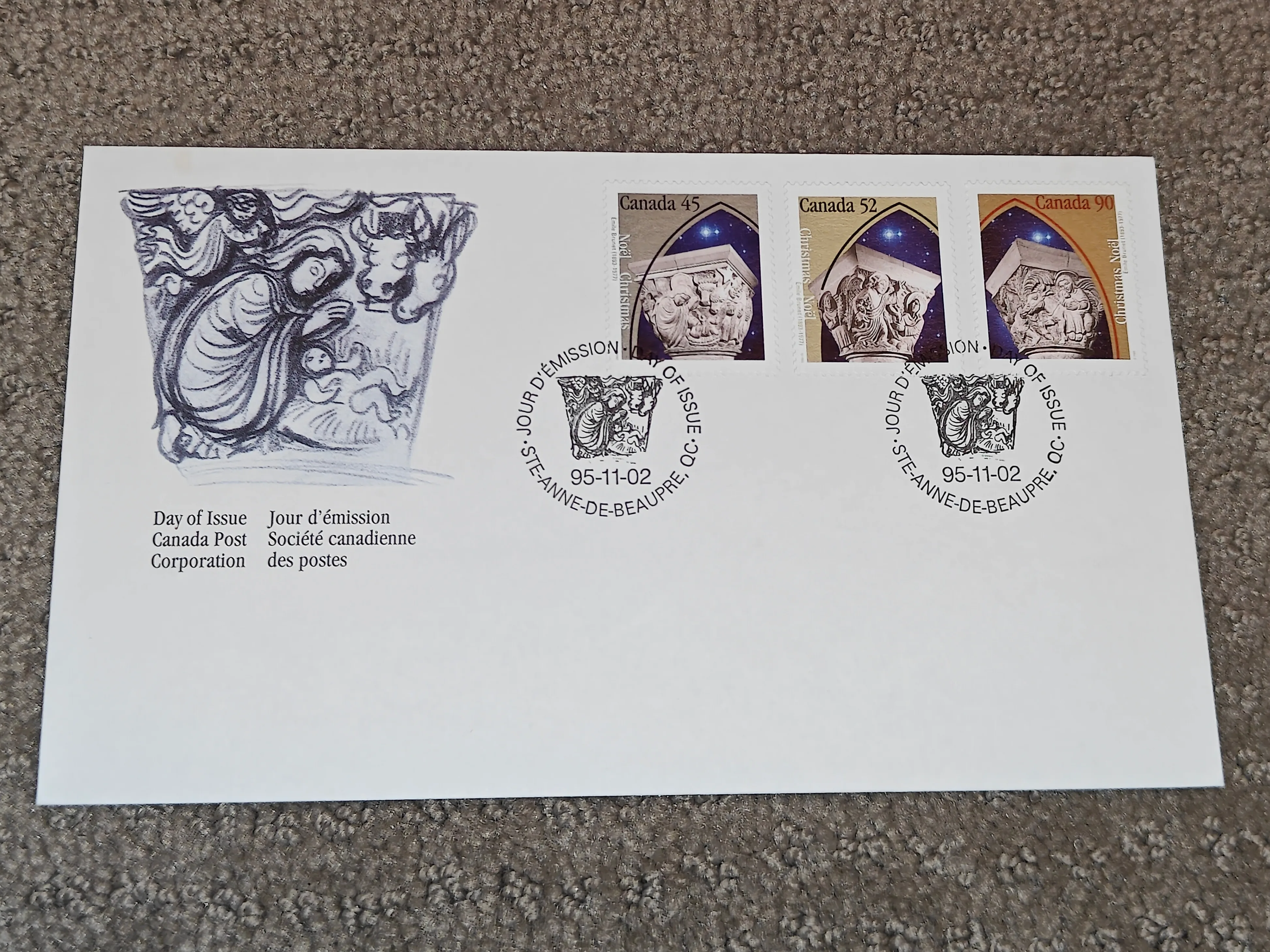 First Day Covers FDC - Christmas Capital Sculptures Émile Brunet