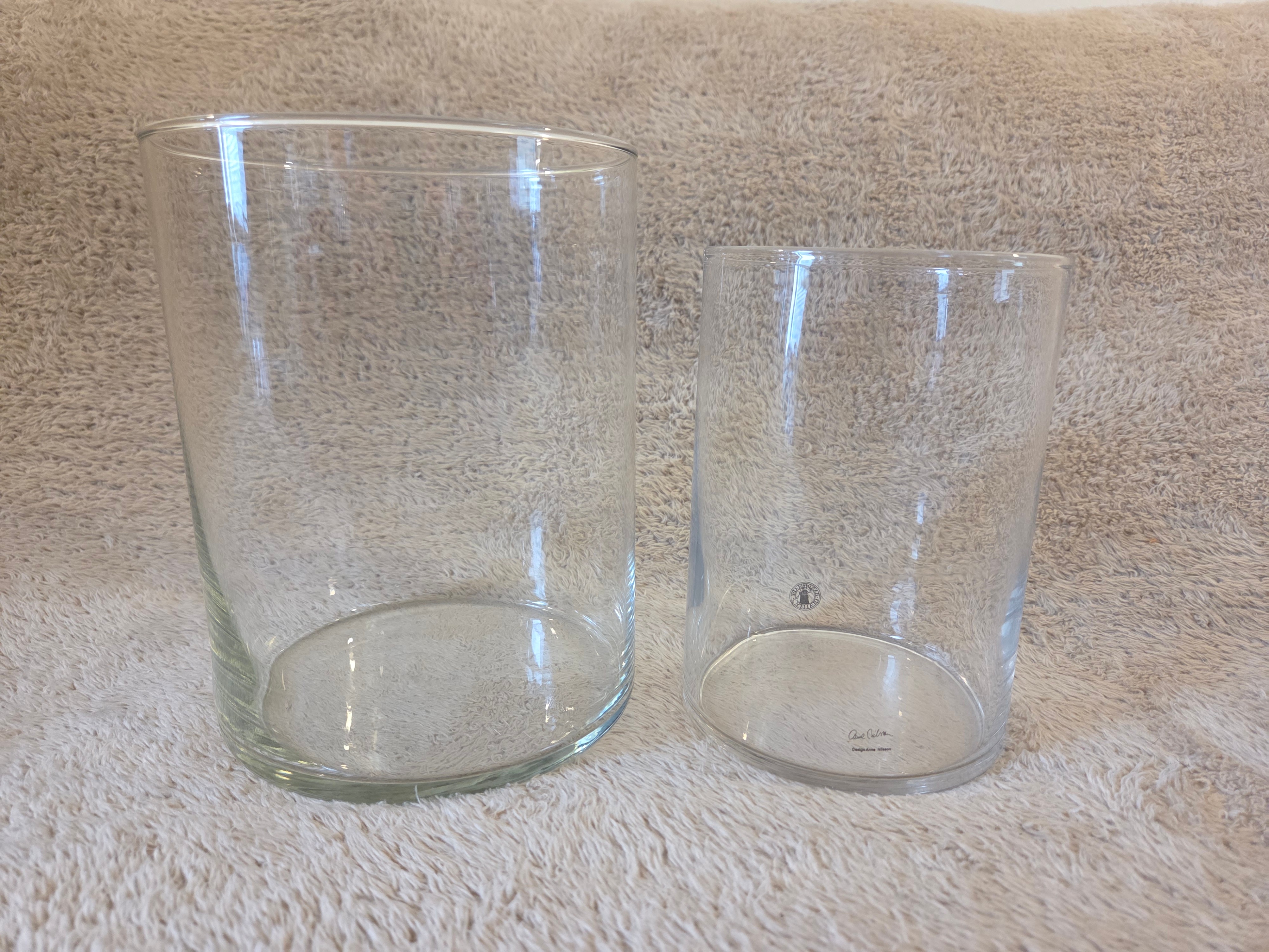 Mouth-Blown Glass Vases by Anne Nilsson, 2pc