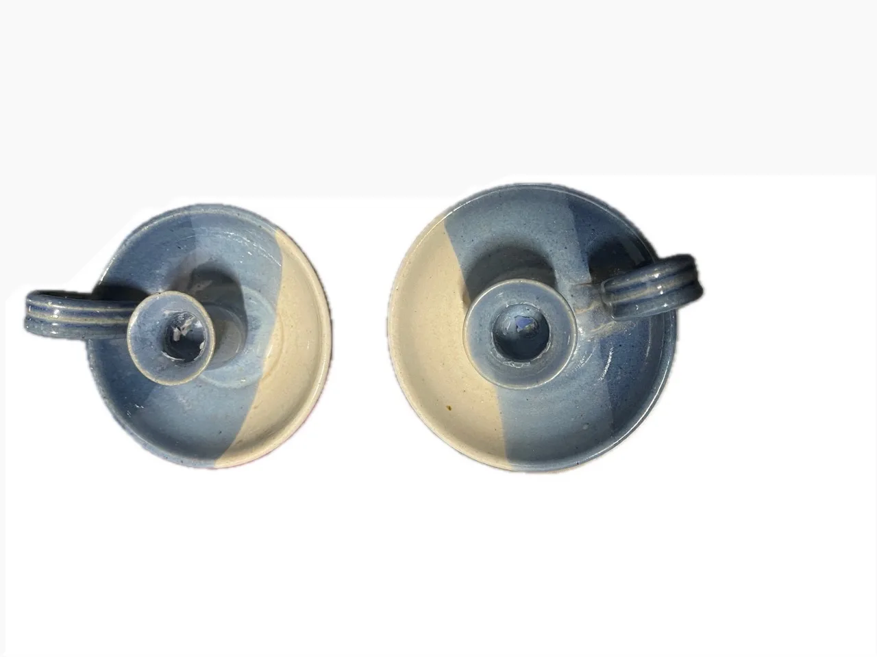 Pair of Blue & Beige Ceramic Candlestick Holders image indicator(3)