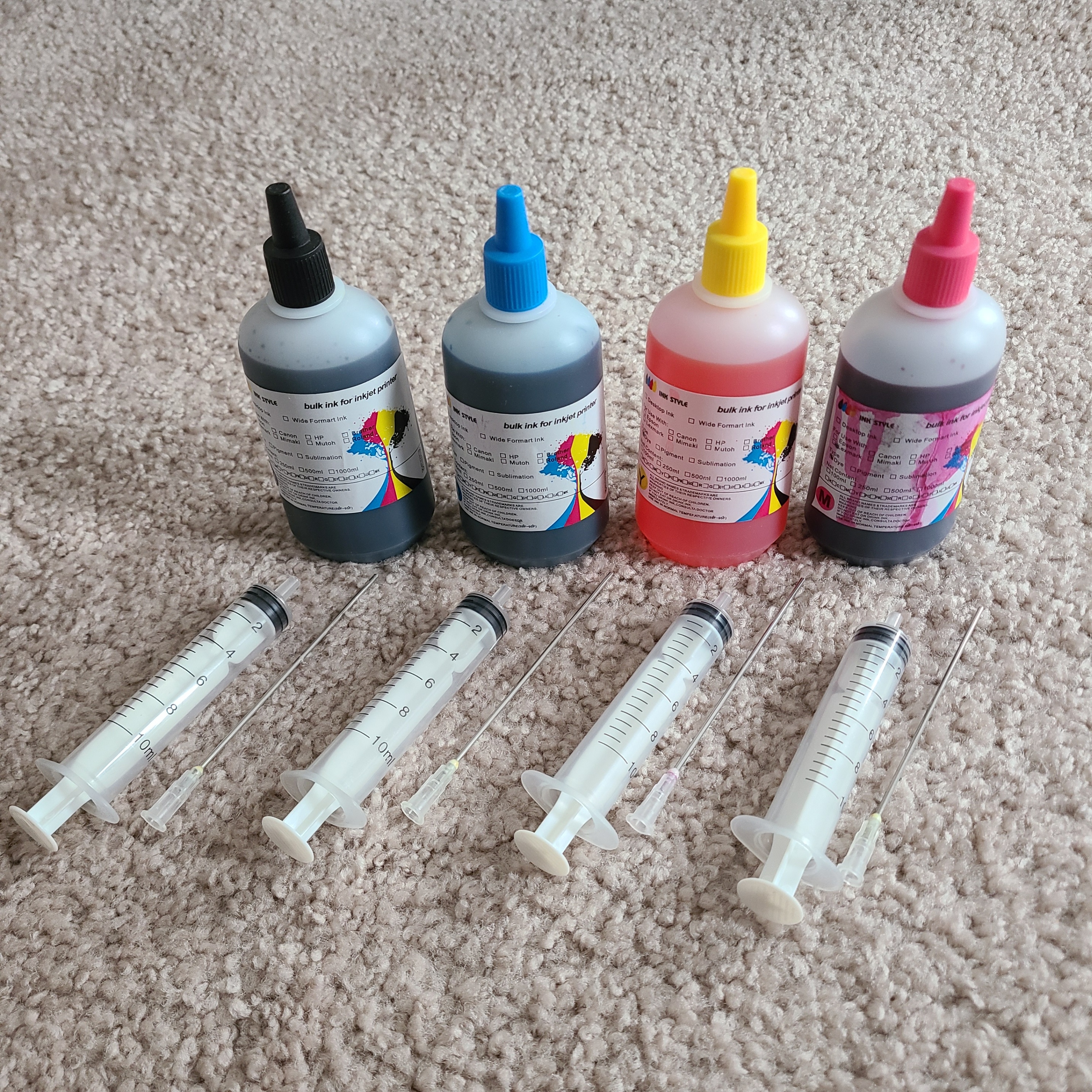 4-Pack Universal Dye Refill Ink with  syringes