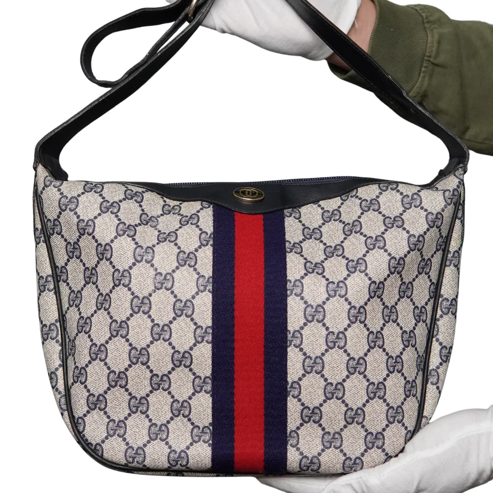 GUCCI Vintage Sherry Line Shoulder Bag - Navy image indicator(9)