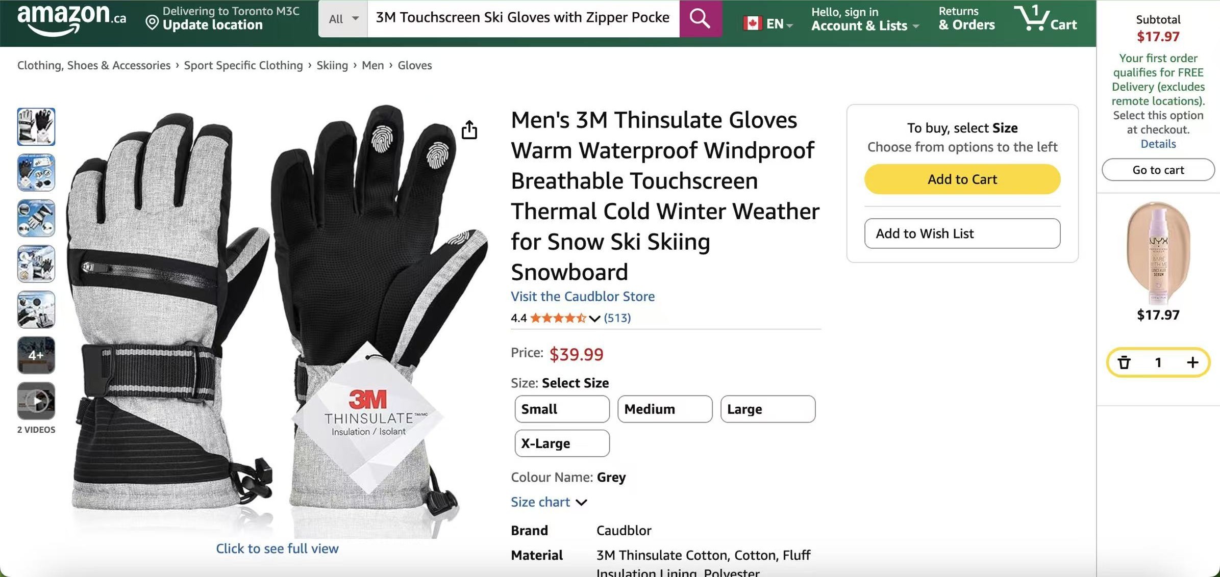 3M Thinsulate Ski Gloves with Zipper Pocket - photo 2