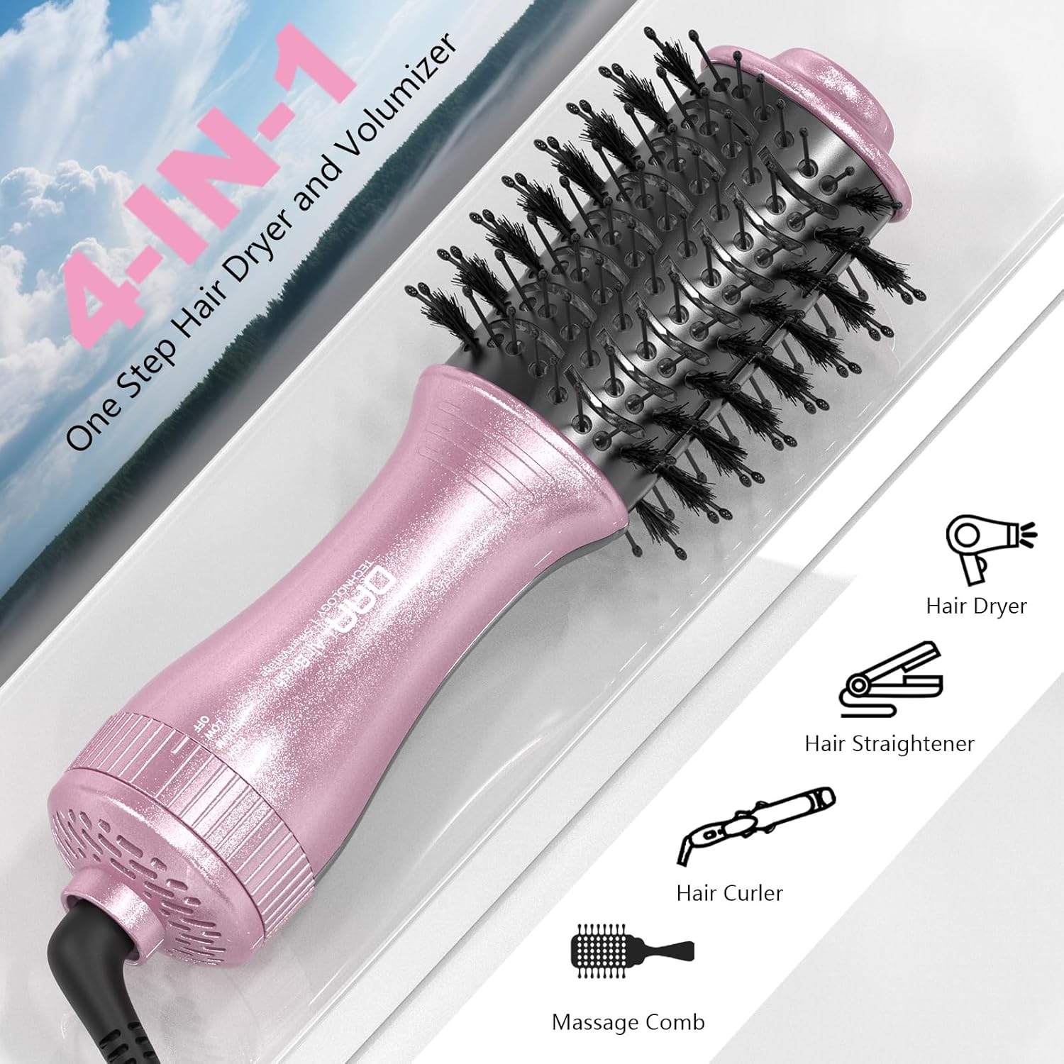 DAN Hot Air Brush - One Step Hair Dryer & Volumizer (NEW, Pink) - photo 2