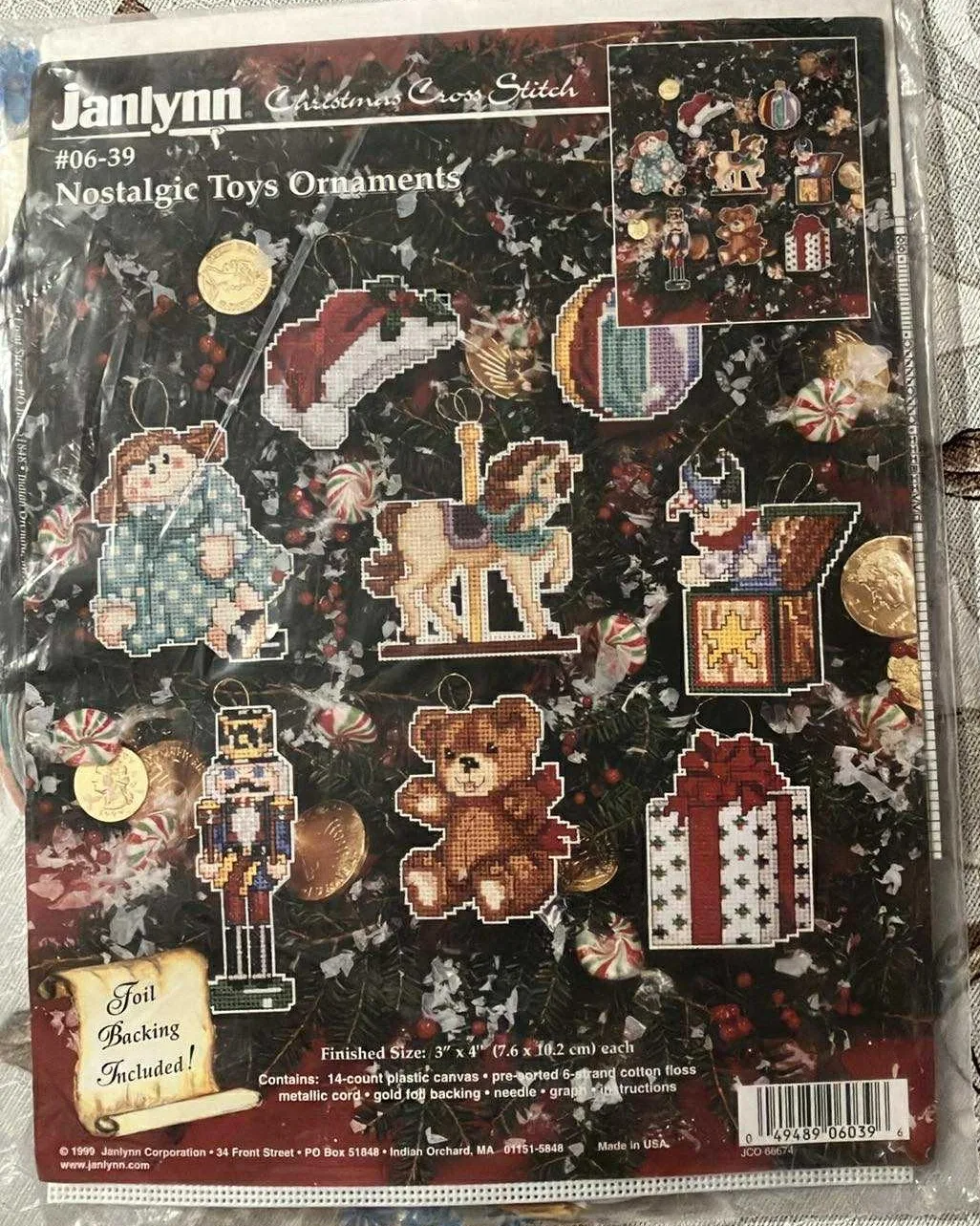 Janlynn Christmas Cross Stitch Nostalgic Toys Ornaments (New)
