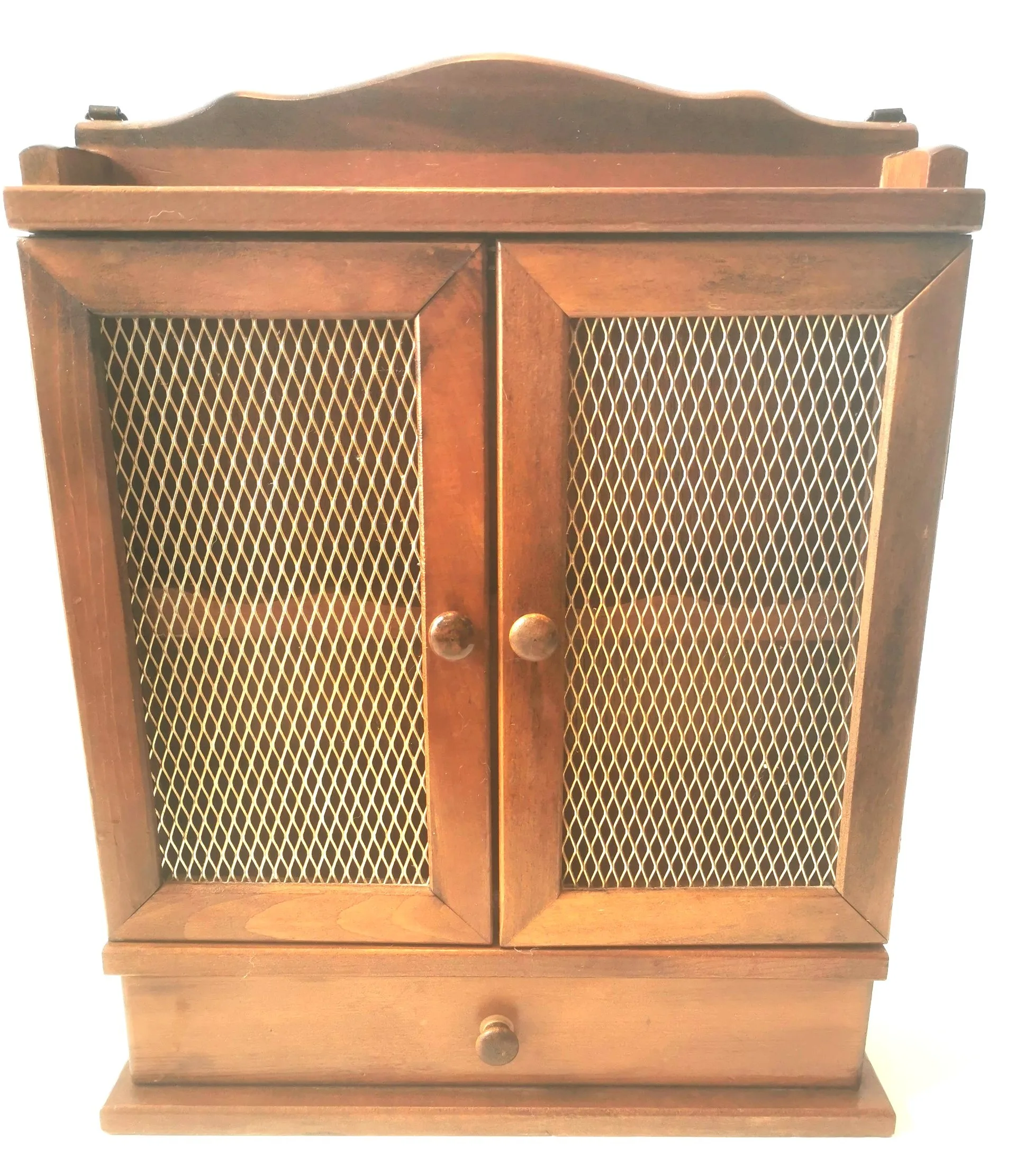 1960s Mini Curio Wood Cabinet Spice Rack Display Figurines Incl.