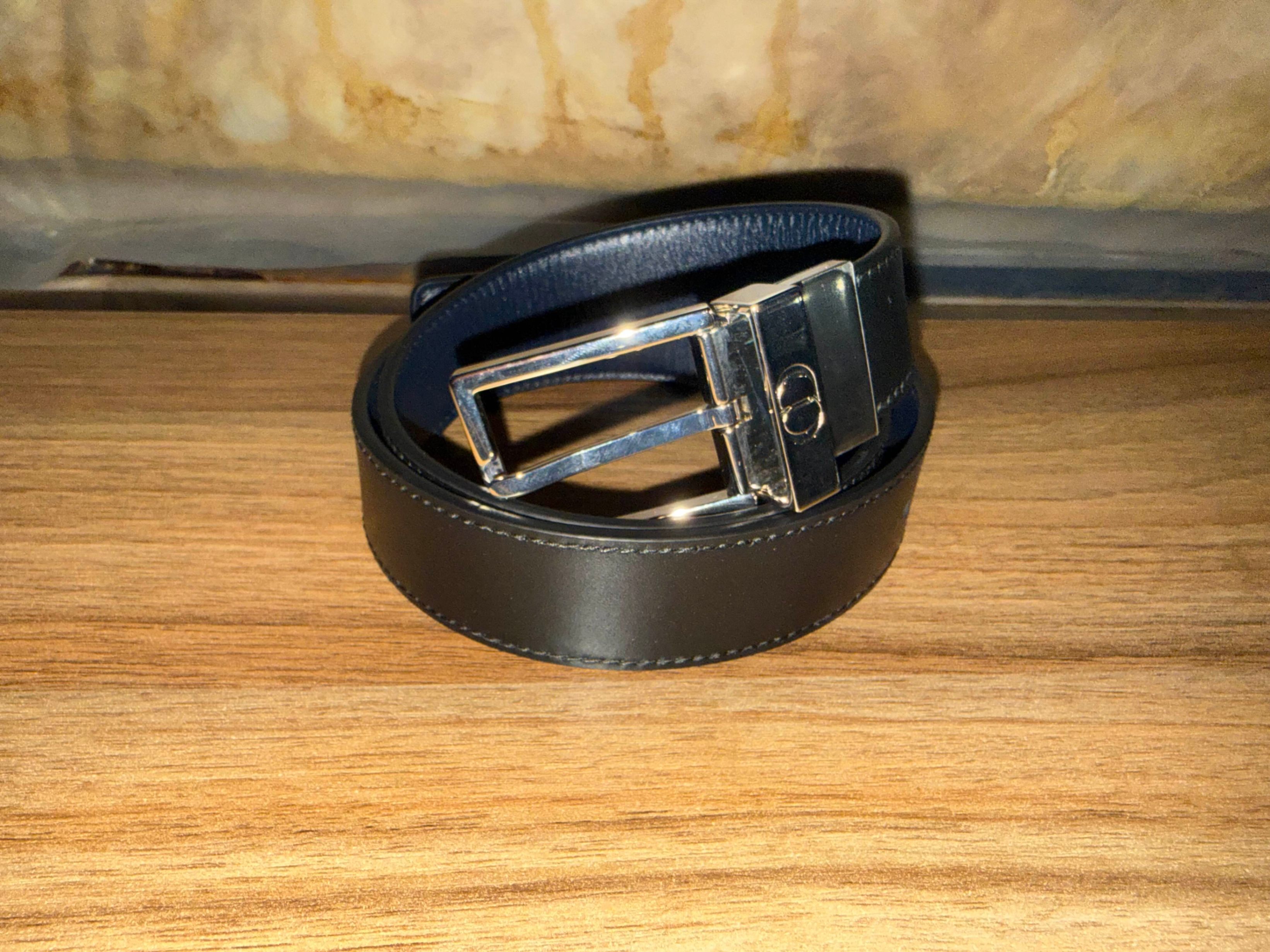 Dior Reversible Belt - Black and Navy Blue Smooth Calfskin - photo 2