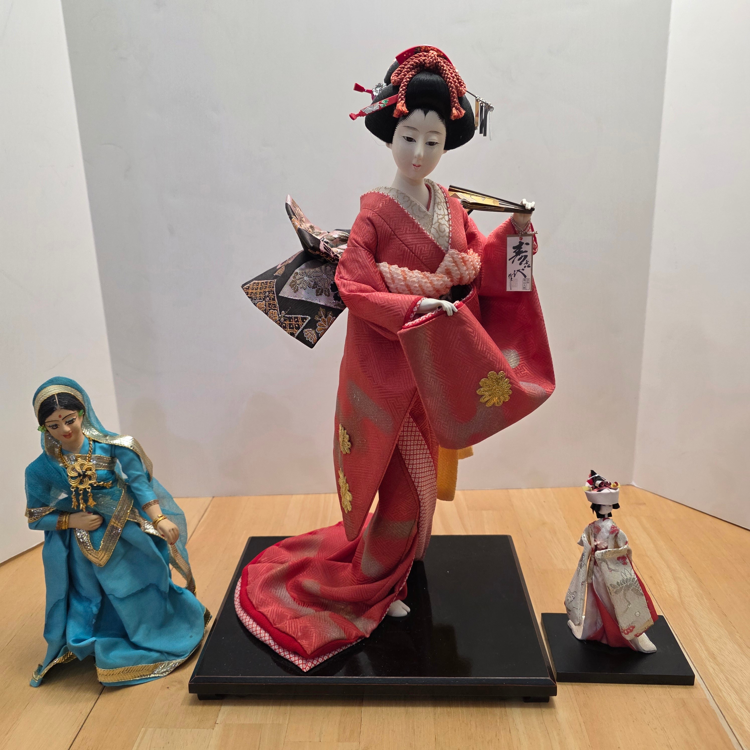 Vintage Japanese Geisha Dolls and Indian Doll