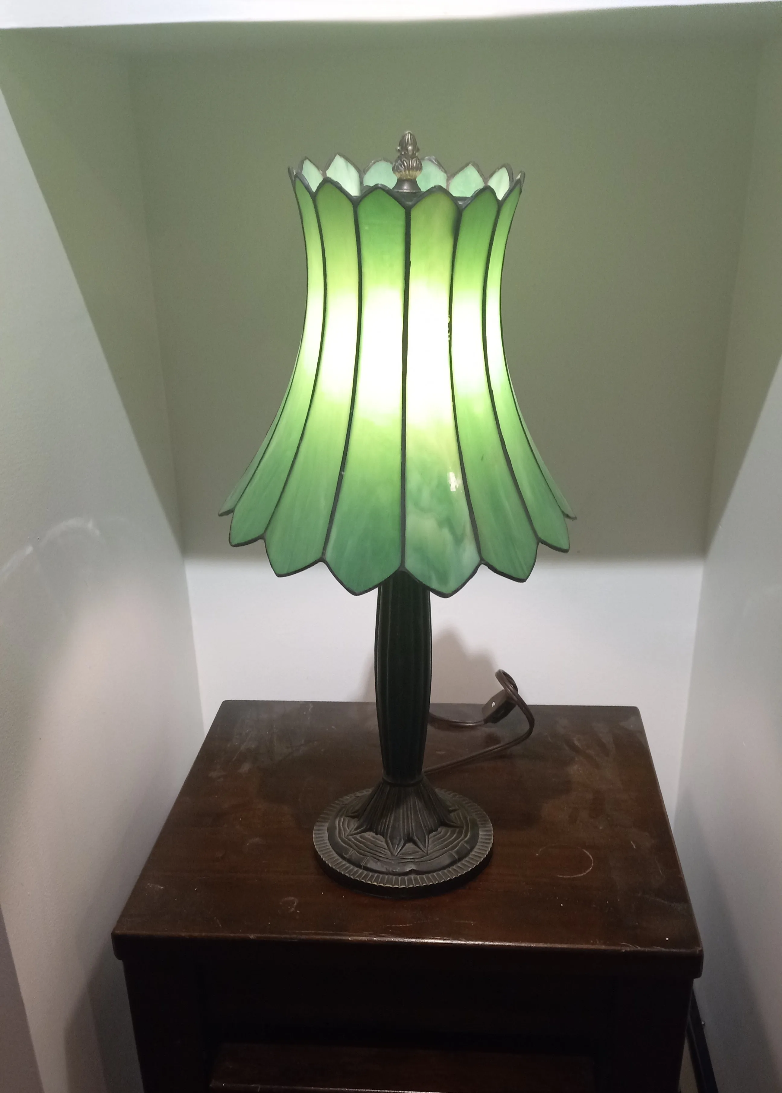 Antique style Green Glass lamp