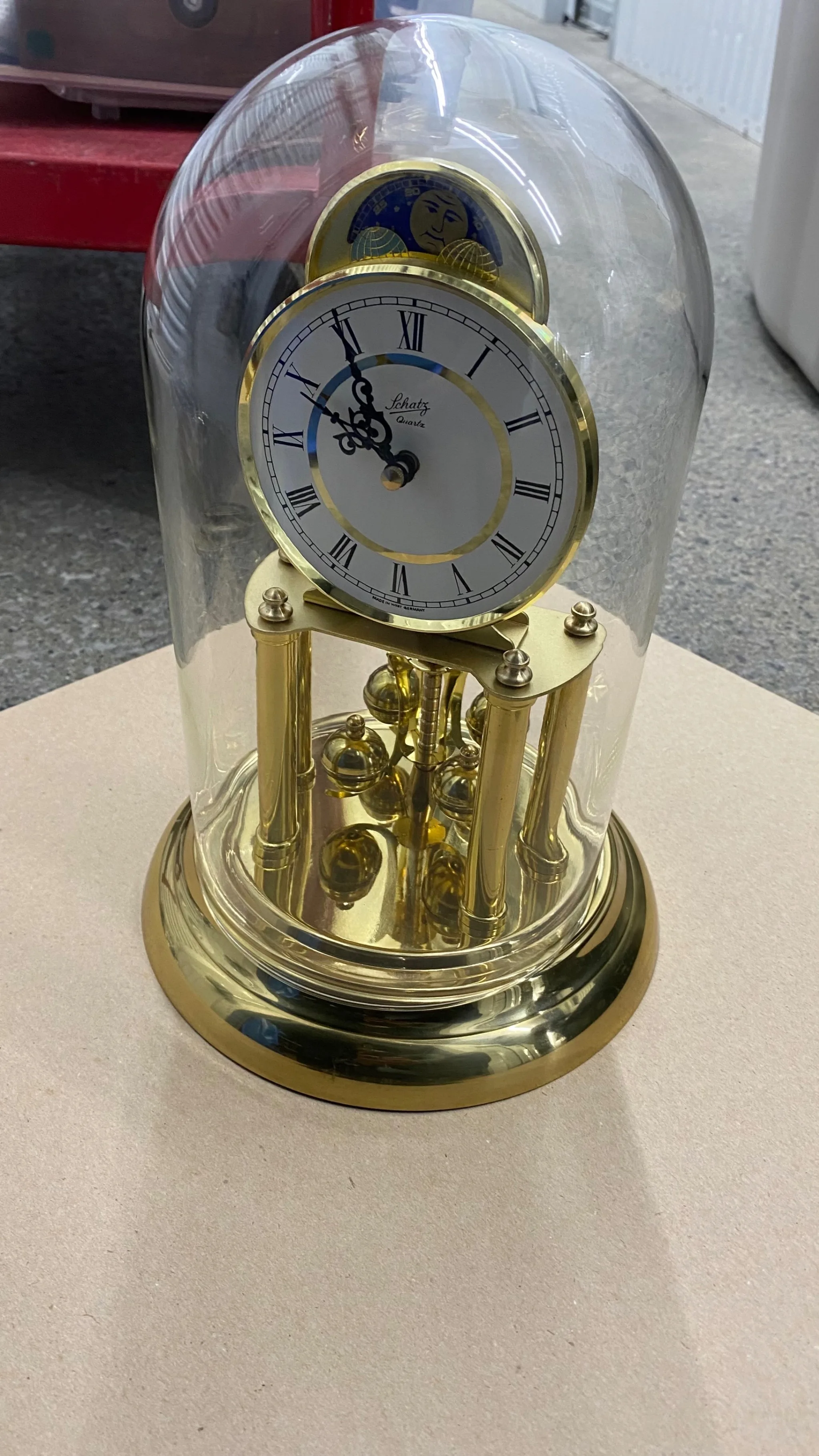 Vintage Schatz Quartz Anniversary Mantle Clock with Dome