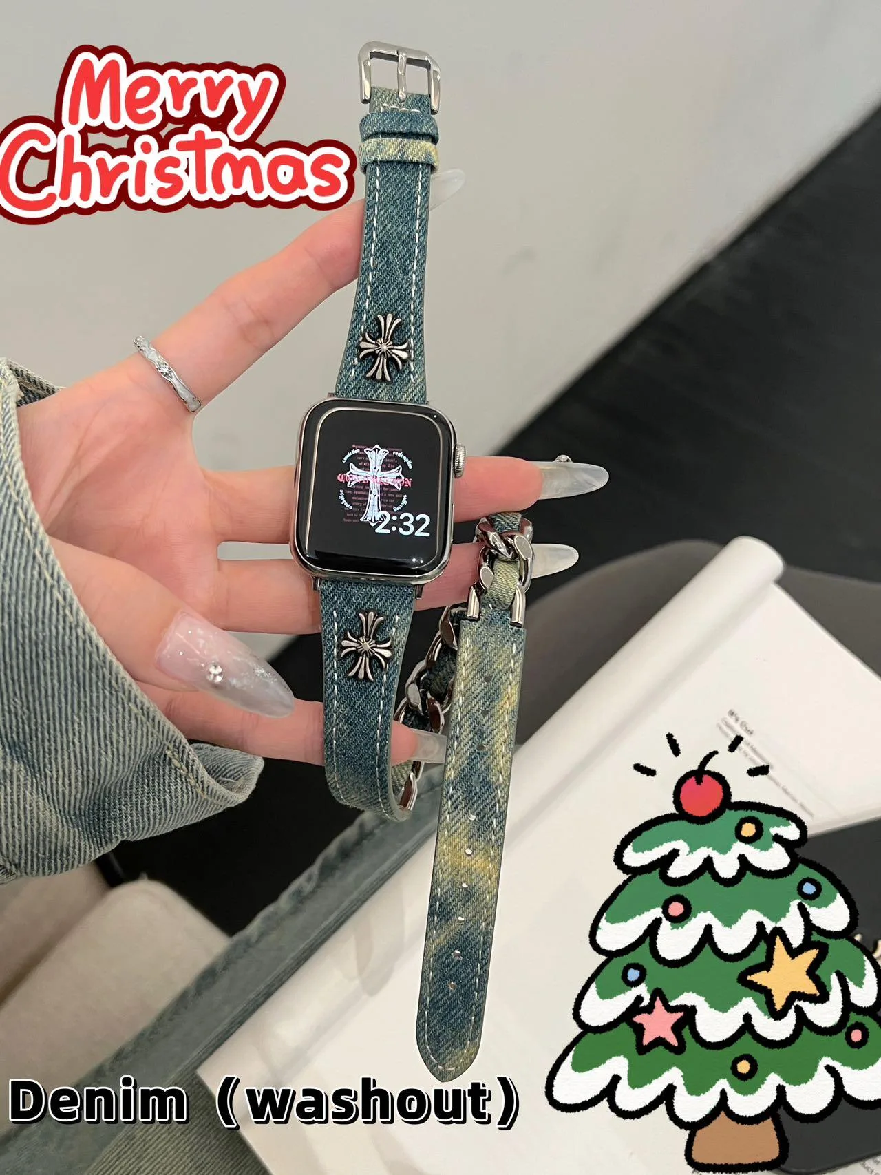 07-W Denim Washout Replacement iWatch Strap image indicator(4)