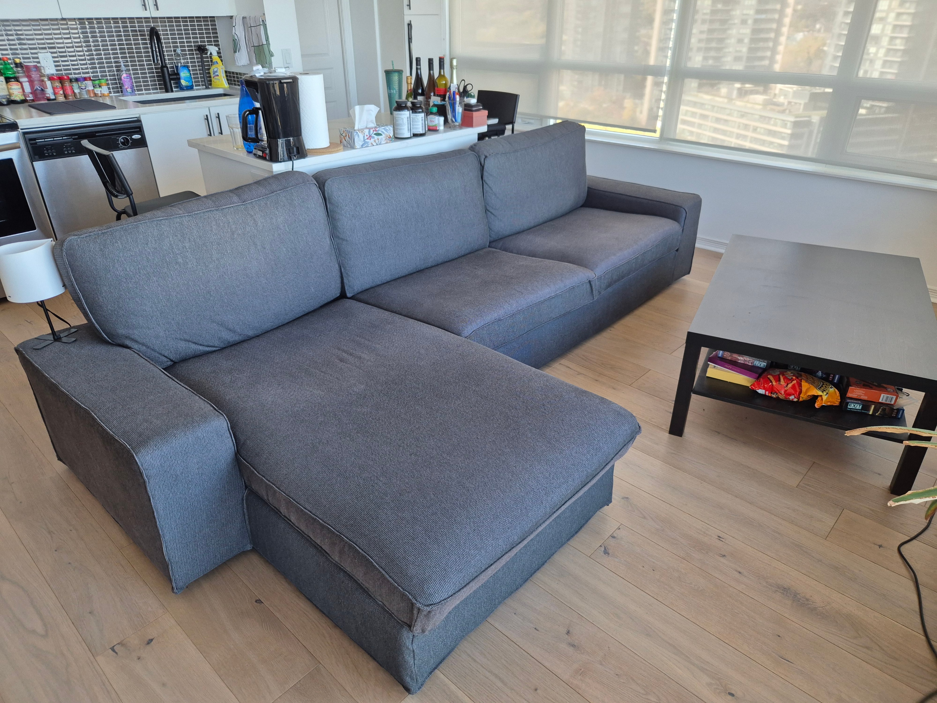 IKEA KIVIK Sofa with chaise lounge, Tibbleby beige/gray - photo 5