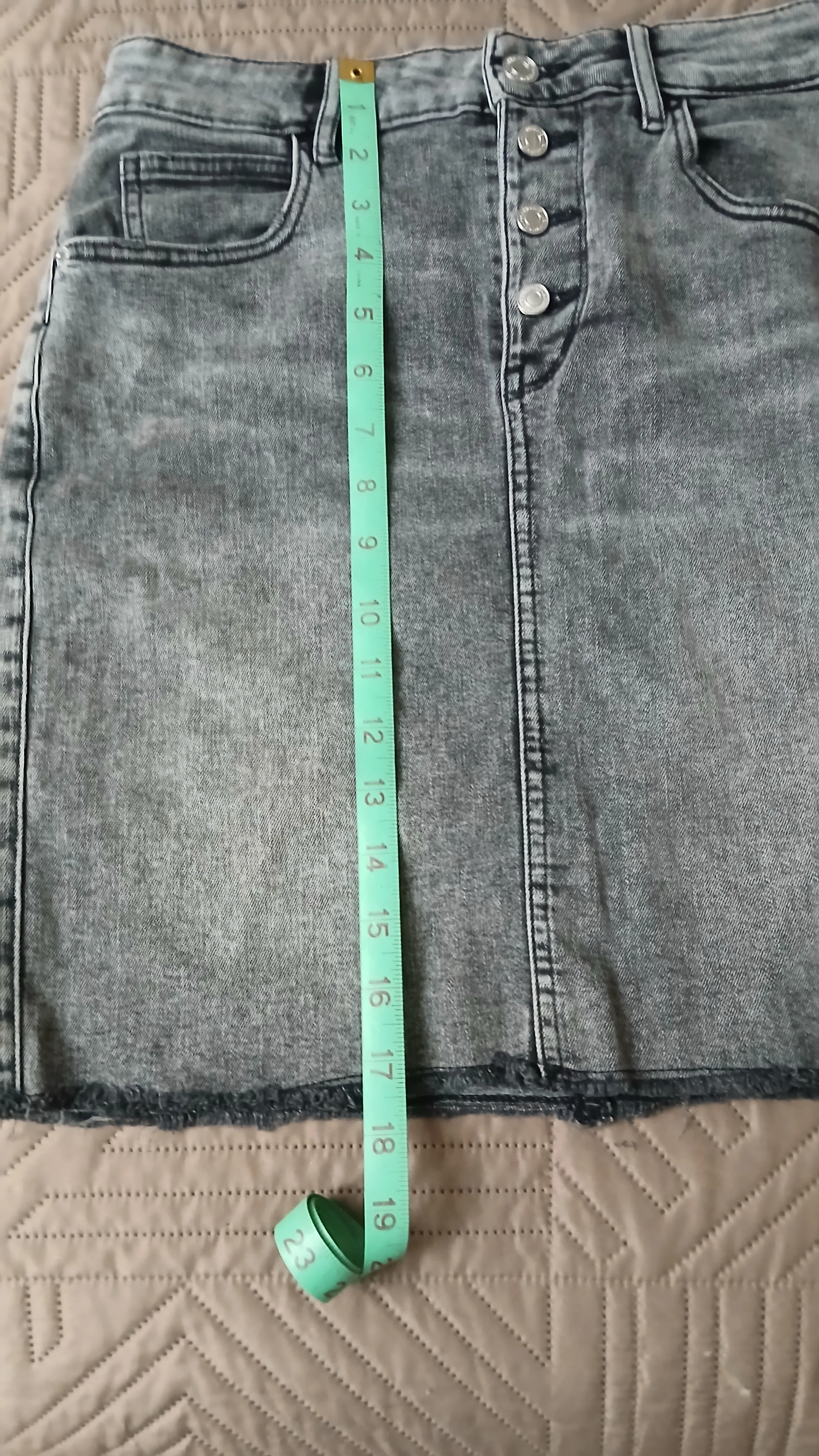 Dynamite Gray Denim Button-Front Skirt, image indicator(3)