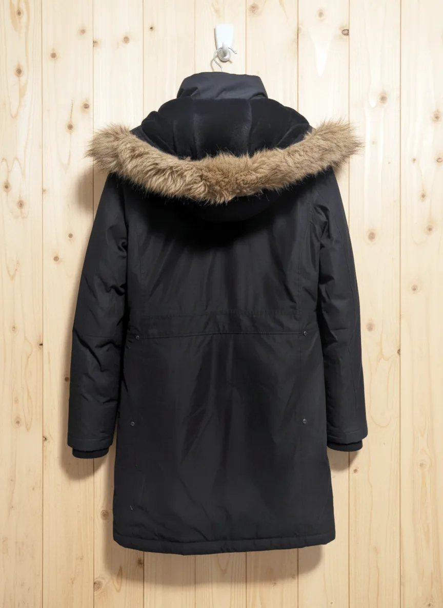 🔥 ARITZIA TNA Parka Black Long Coat Faux Fur Hood Women's (S) image indicator(5)