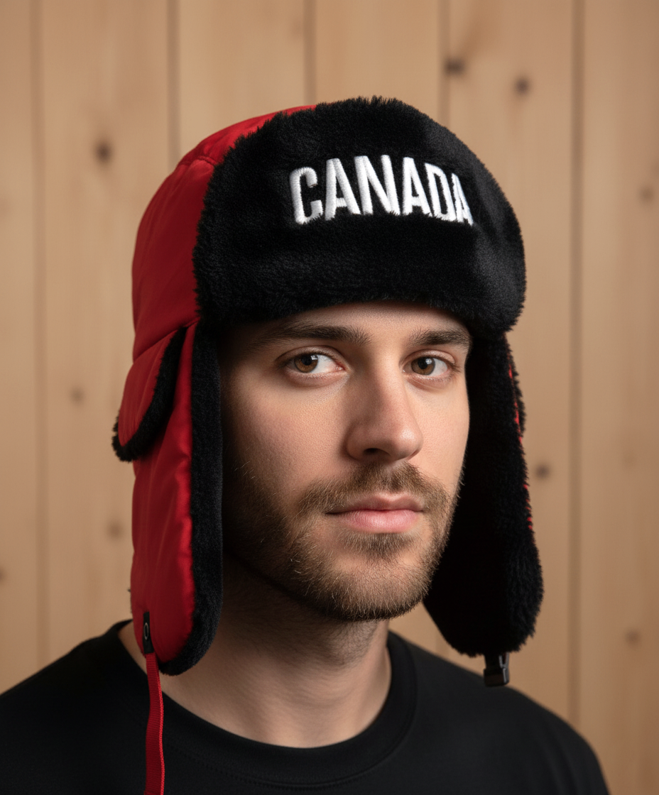 Canada Olympic Trapper Hat HUDSON BAY | Vancouver 2010 Red Black