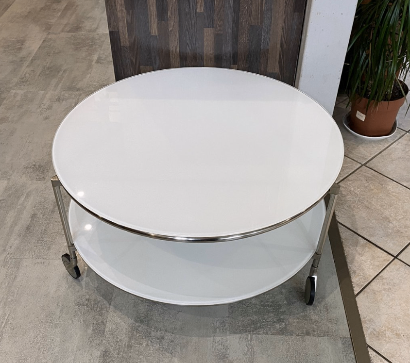 IKEA "Strind" White Glass Coffee Tables