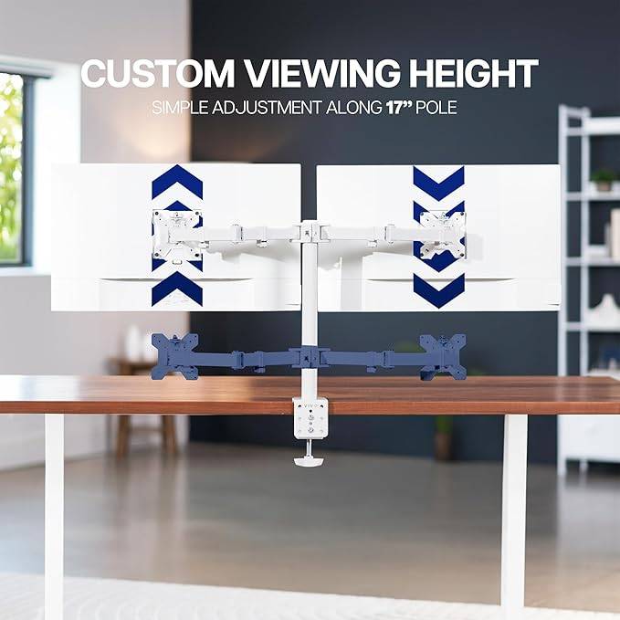 New VIVO White Dual Monitor Desk Mount - Adjustable - photo 2