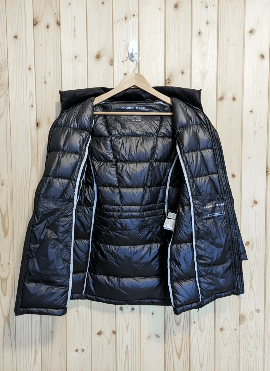 ANDREW MARC Women Blck Packable Duck Down Puffer Winter Jacket S image indicator(5)