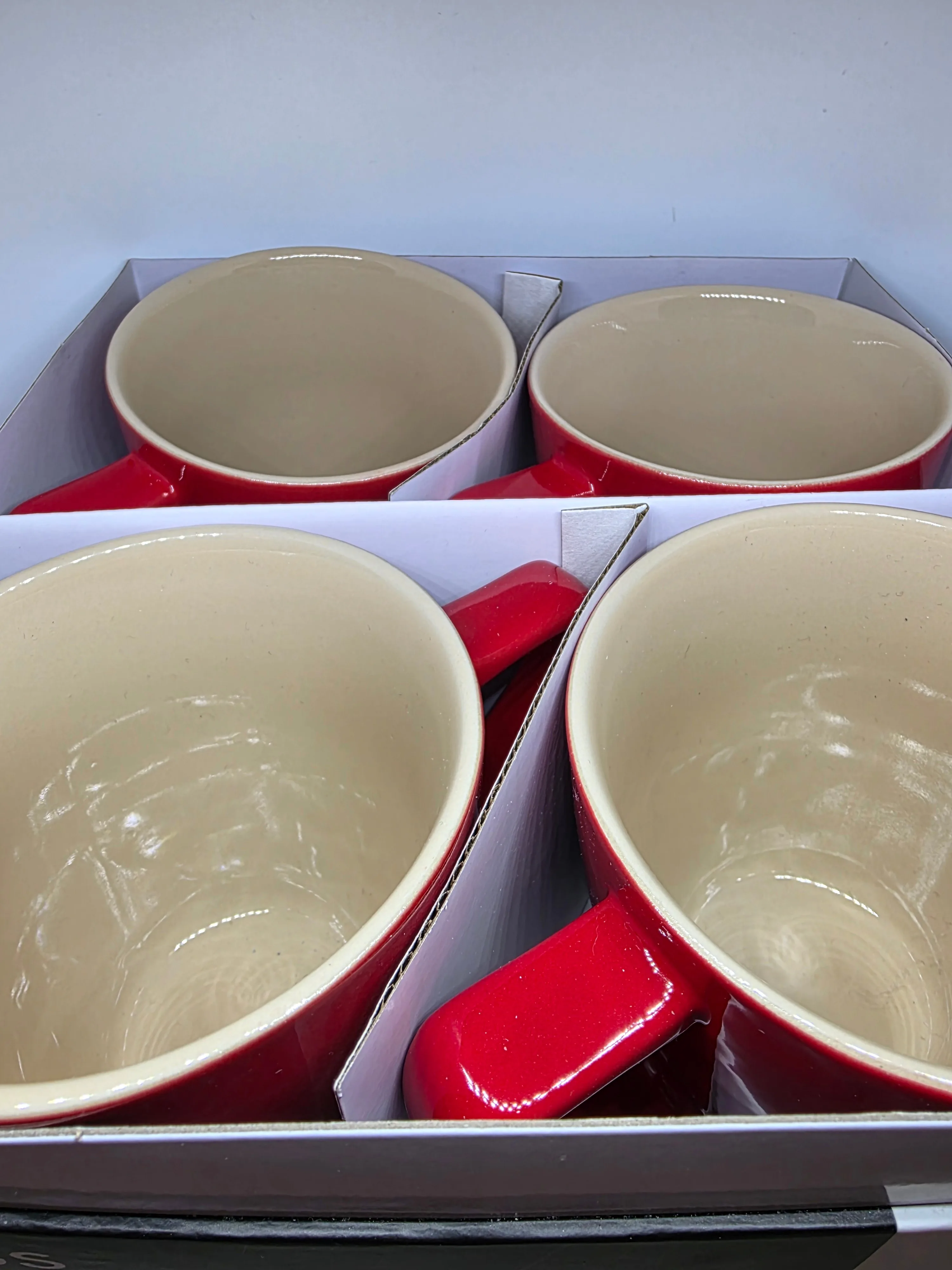 Le Creuset Red Stoneware Mugs - Set of 4 - Brand New 350ml/12 oz image indicator(6)