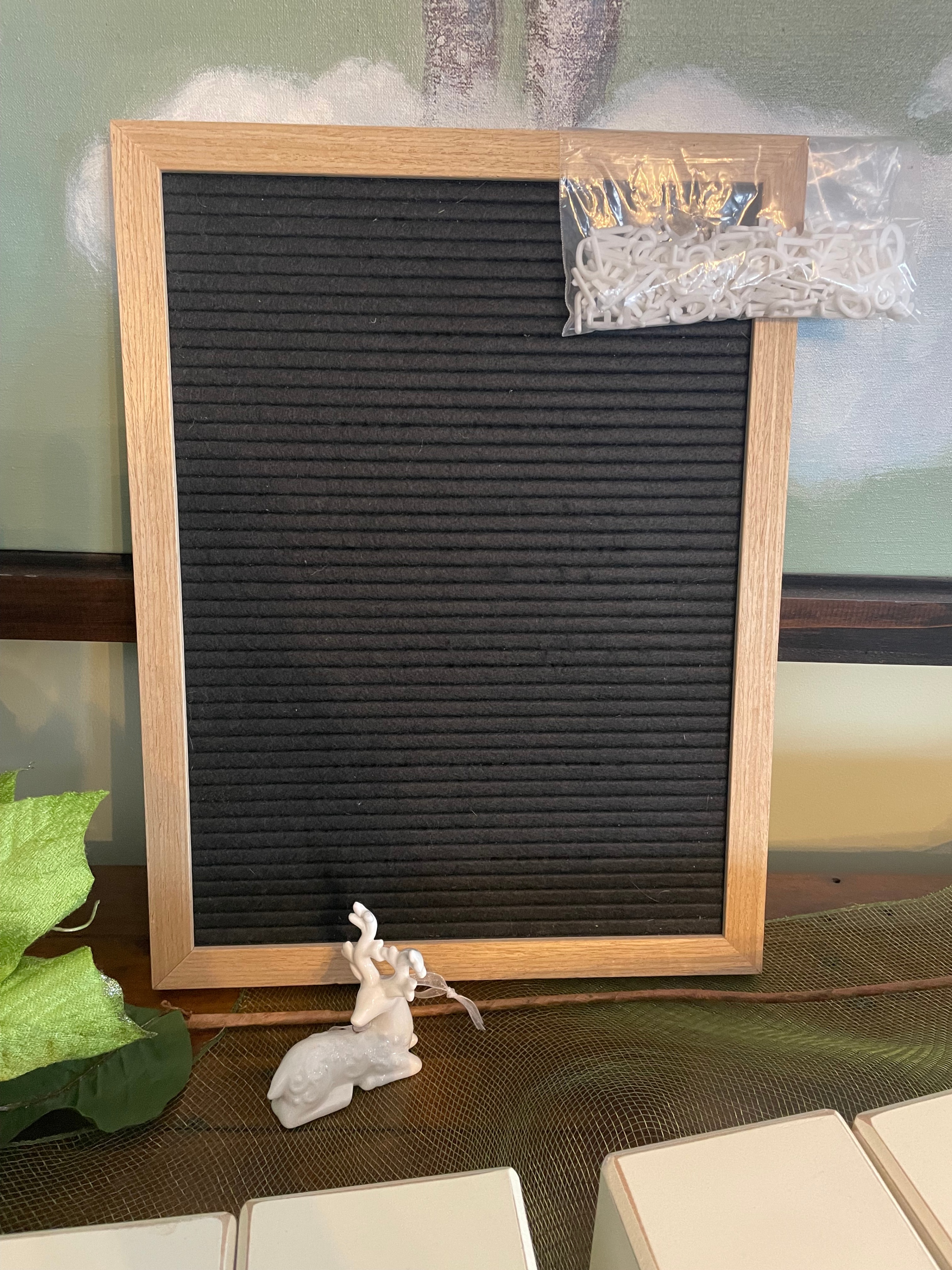 Black Felt Letter Board - Solid Oak