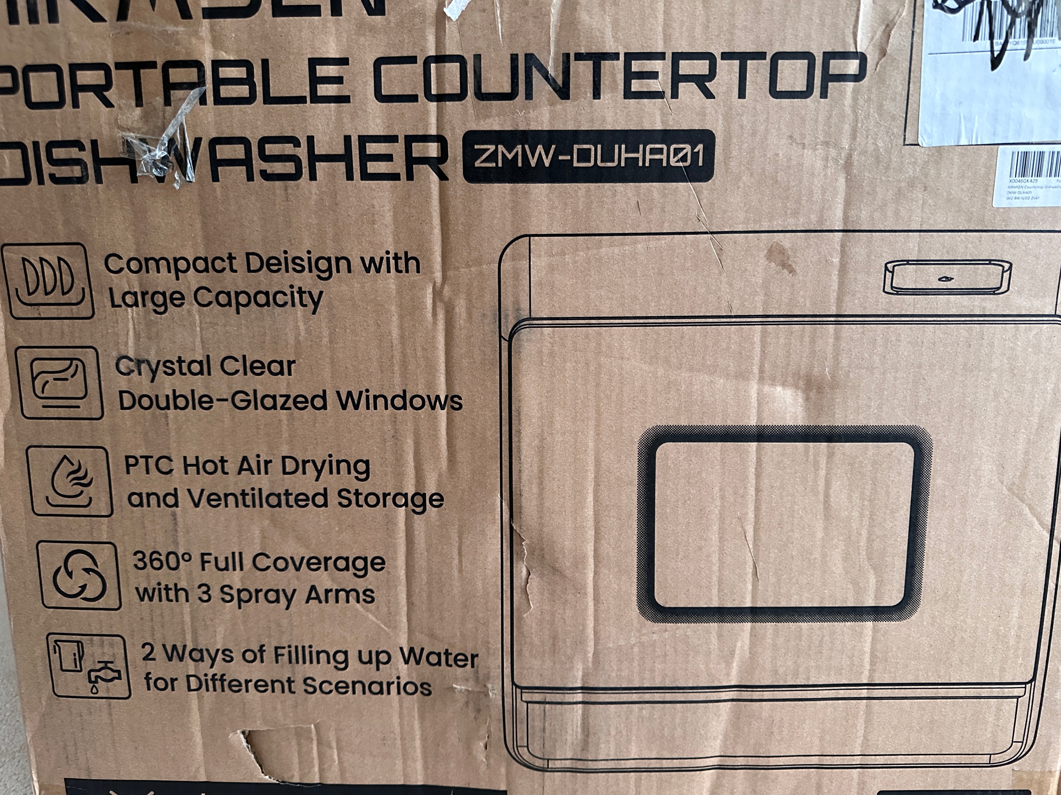 Portable Dishwasher 2-Level Rack 5L Built-in Water Tank 3-Spray - photo 3