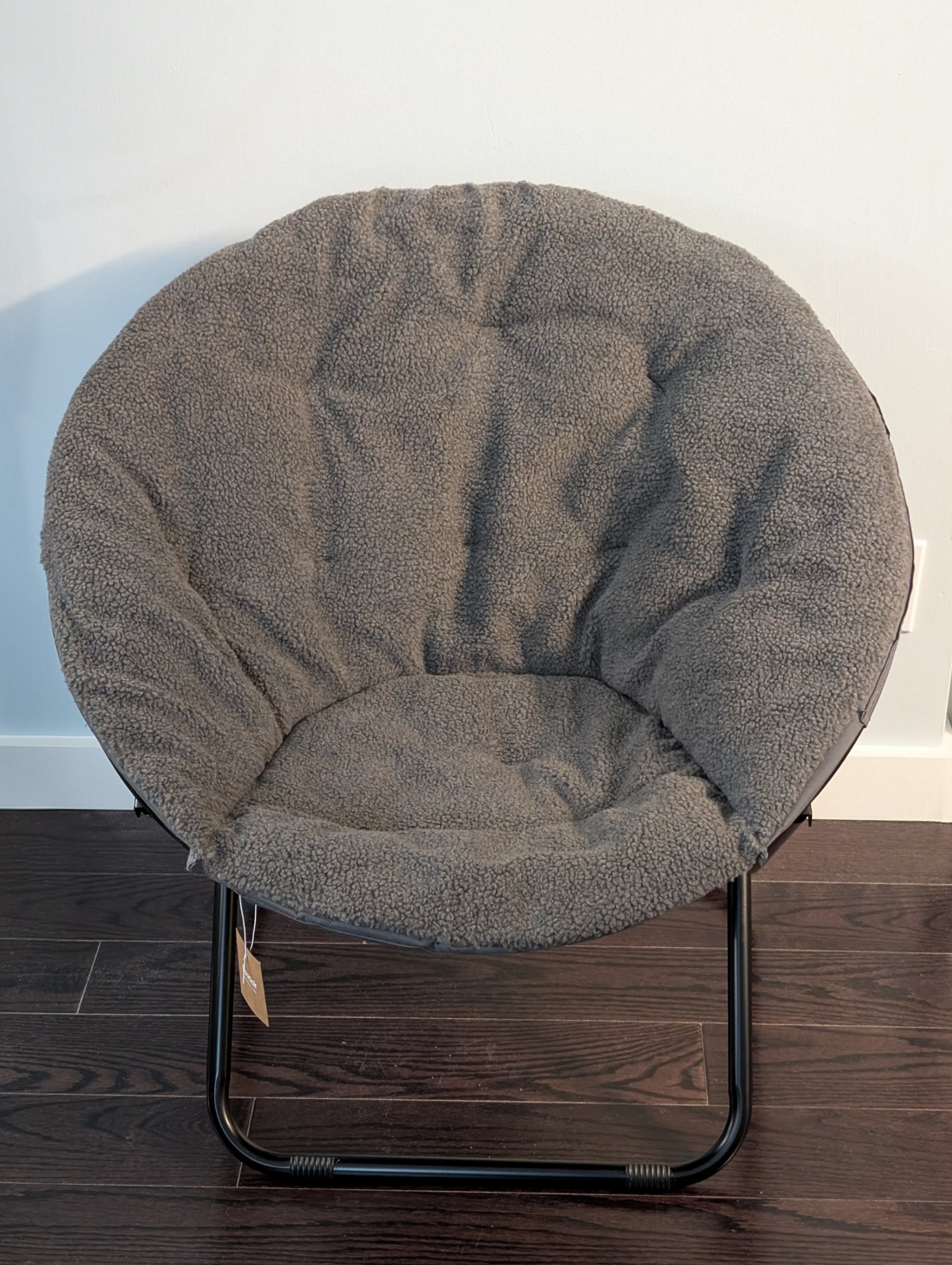 Bouclair Grey Sherpa Foldable Papasan Chair - photo 2