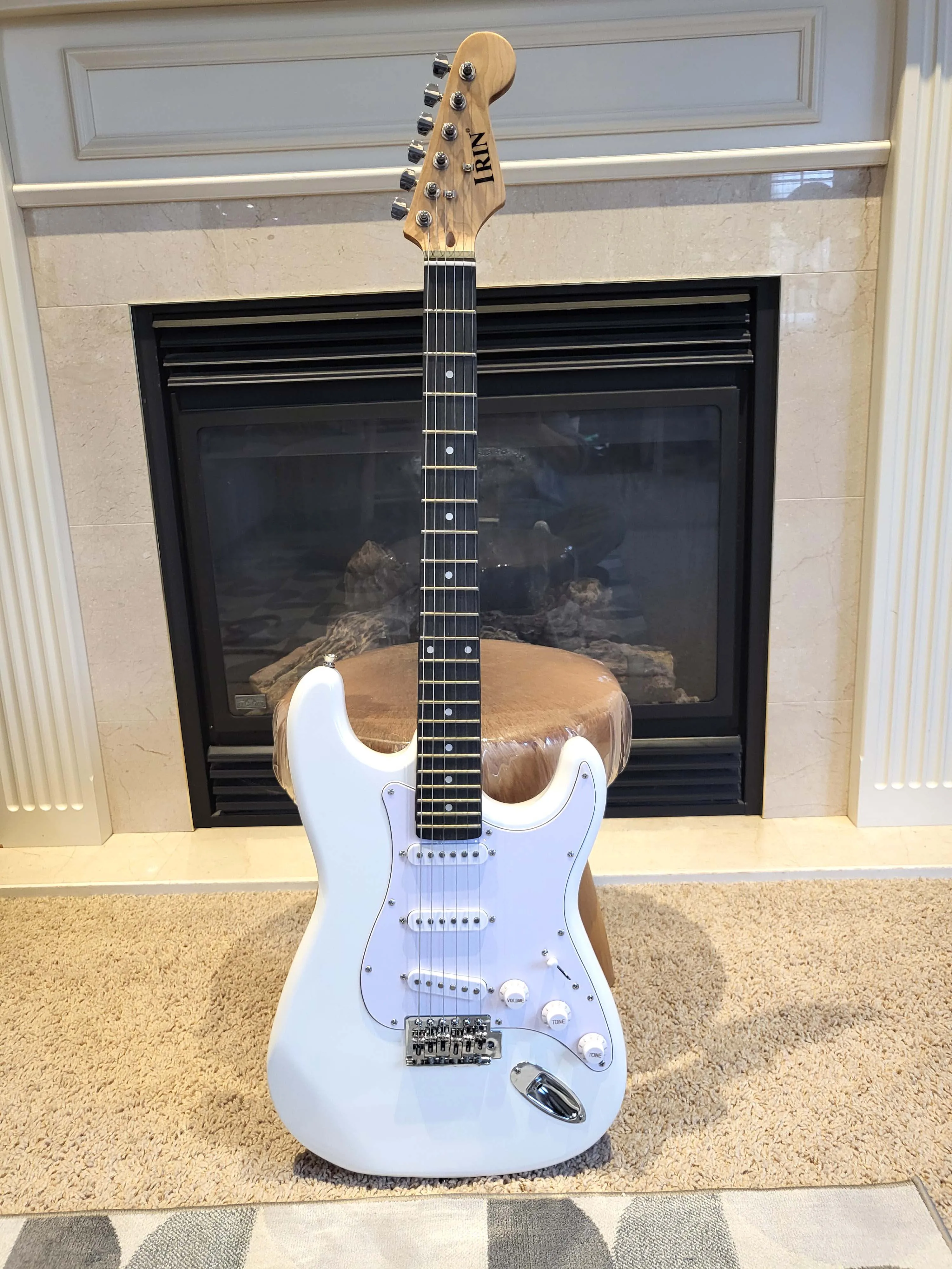 White Electric Guitar for Beginners Solid Body Smooth
