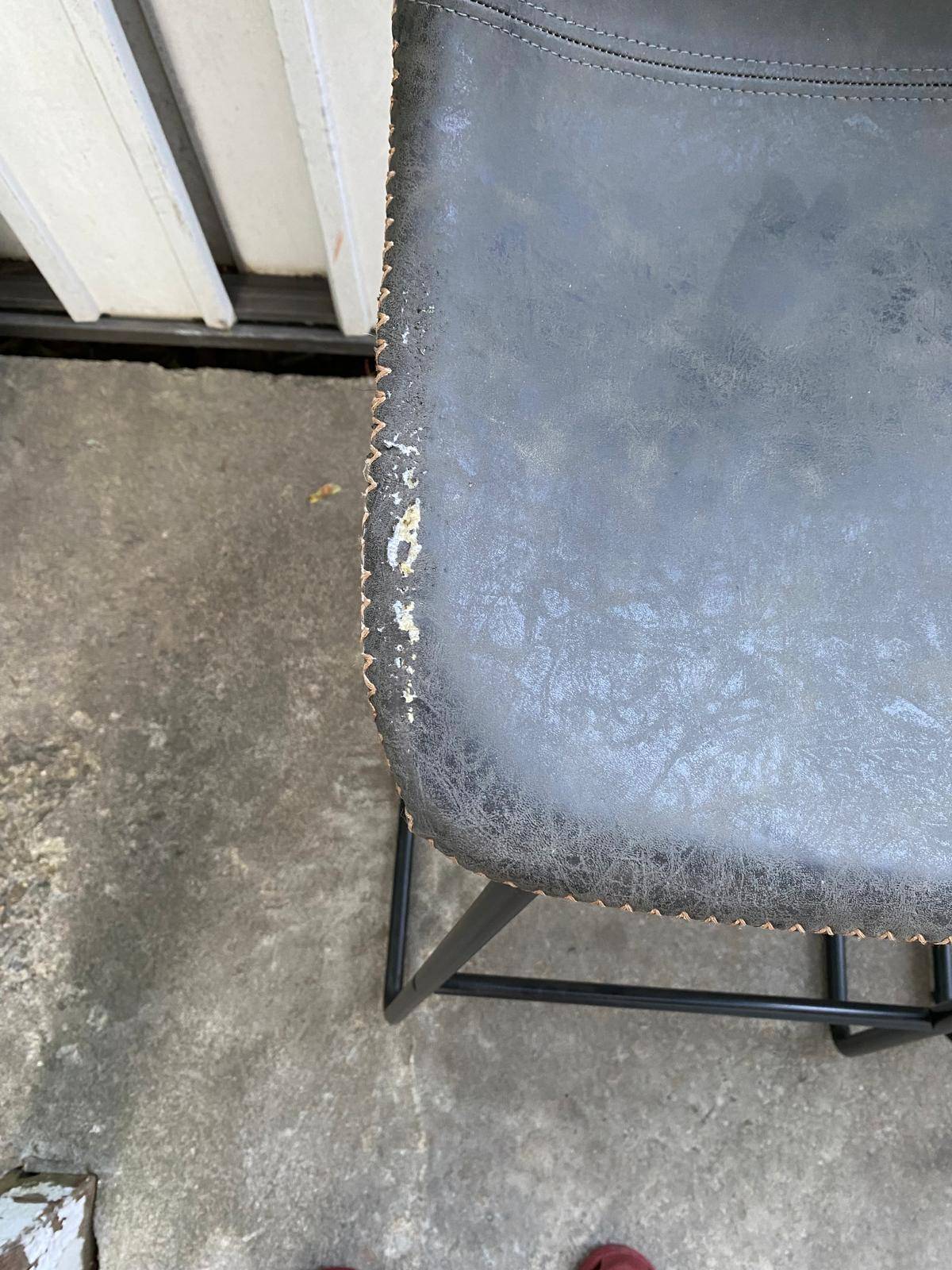 Pair of Charcoal Gray Bar Stools - Suede like material - photo 2