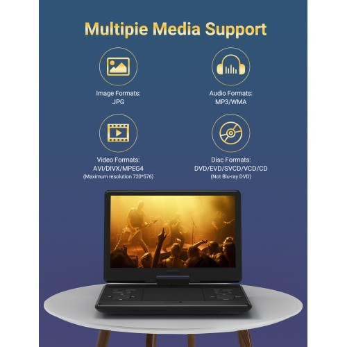 14” Swivel  Portable DVD Player 1280x800 Resolution HD - photo 4