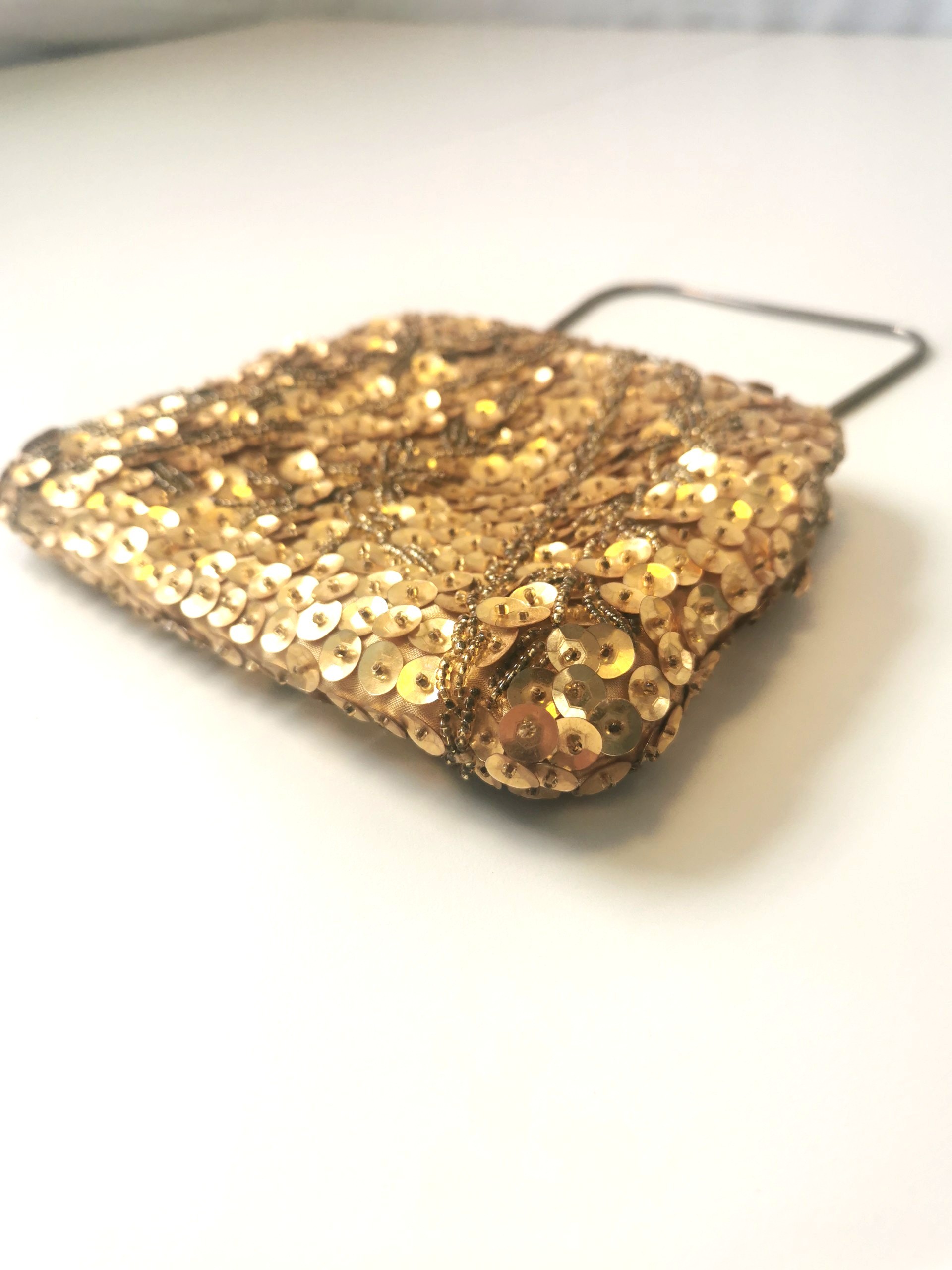 1960s Goldco Gold Beaded & Sequined Evening Clutch Purse - photo 2