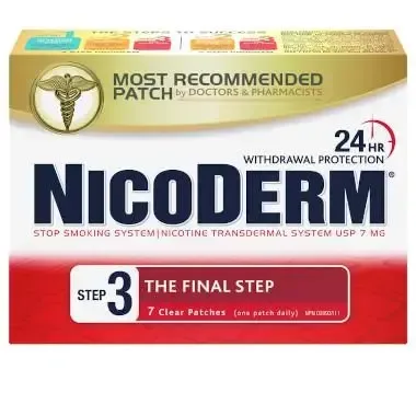 Nicoderm Step 3 Clear Patches, 7 mg of Nicotine/Day, 7 Count