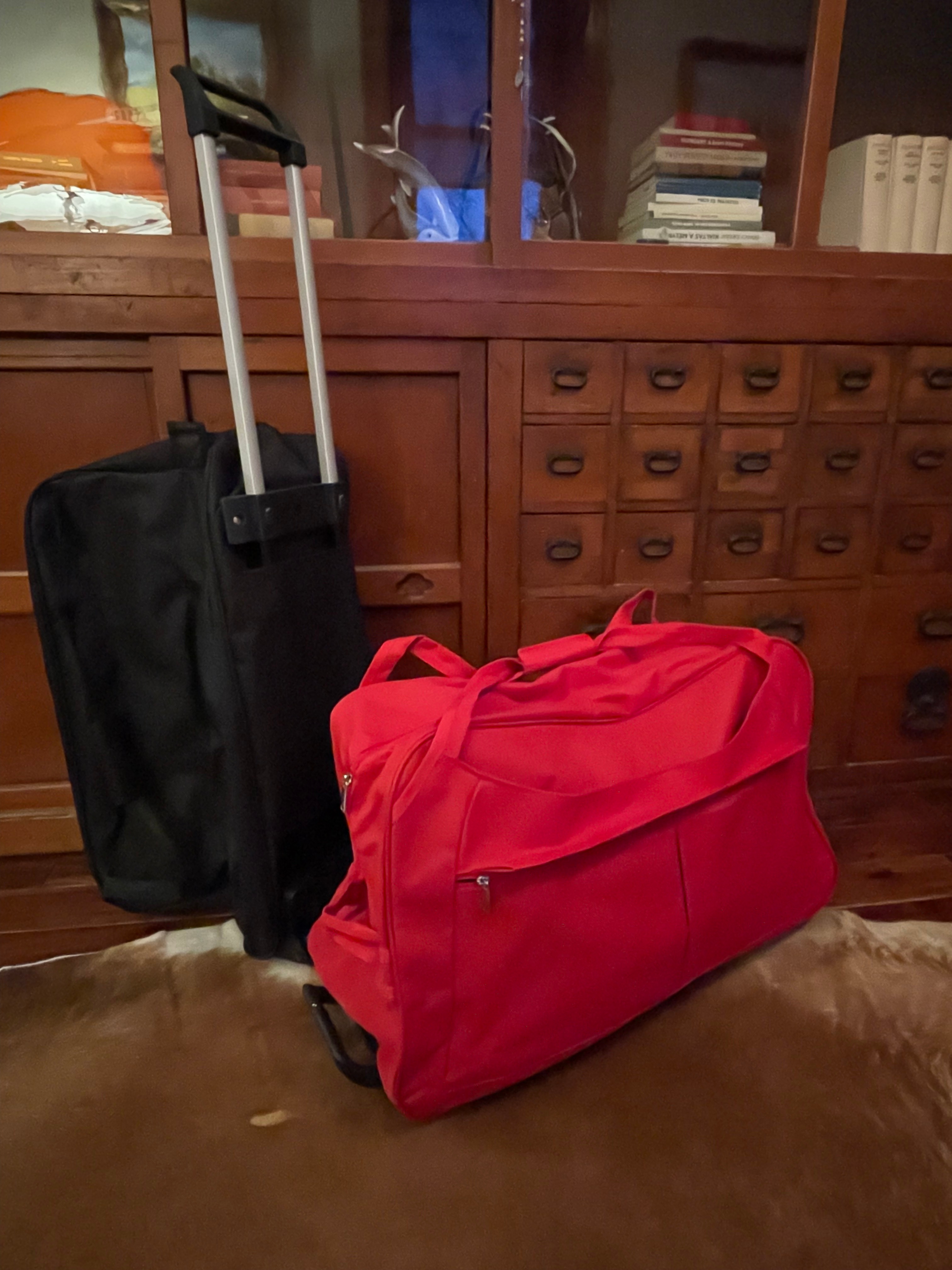 Red & Black Duffel Bags with Wheels