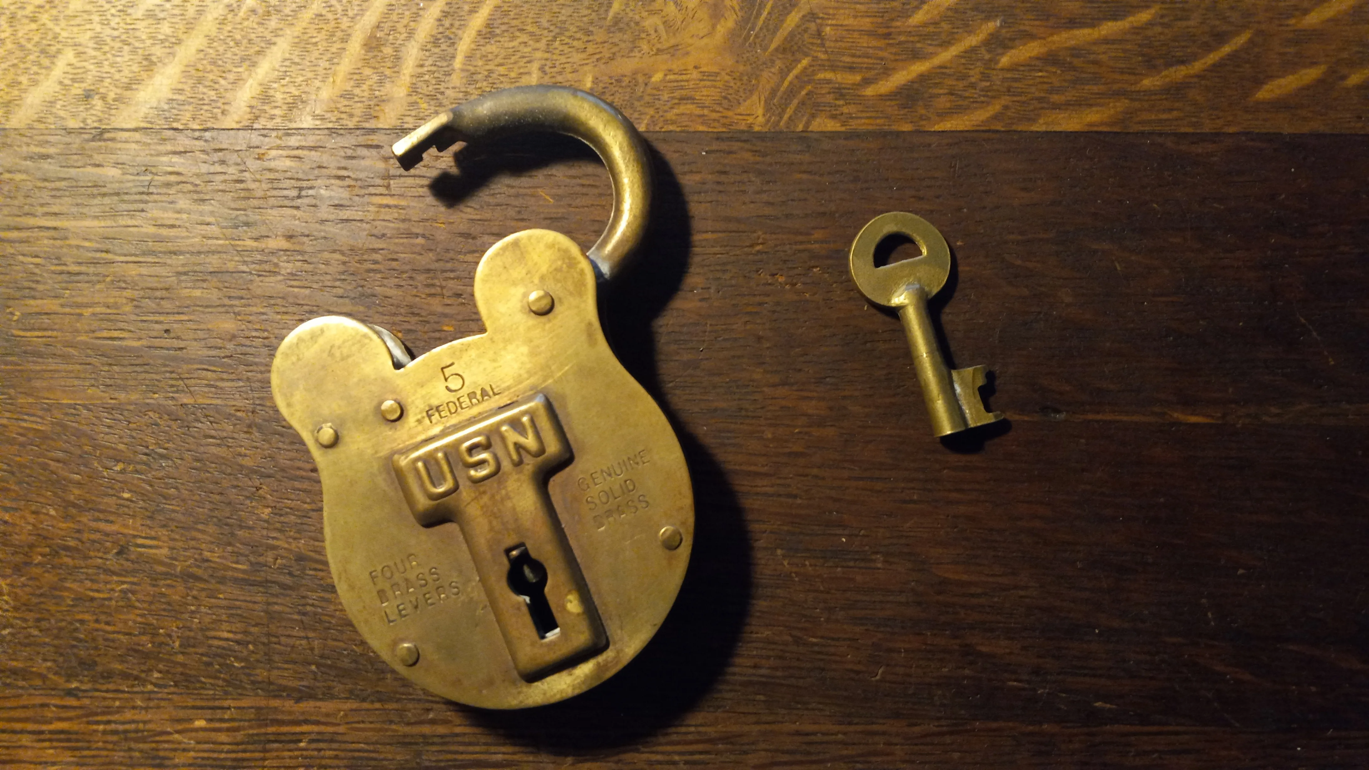 Antique Padlock US Navy Brass
