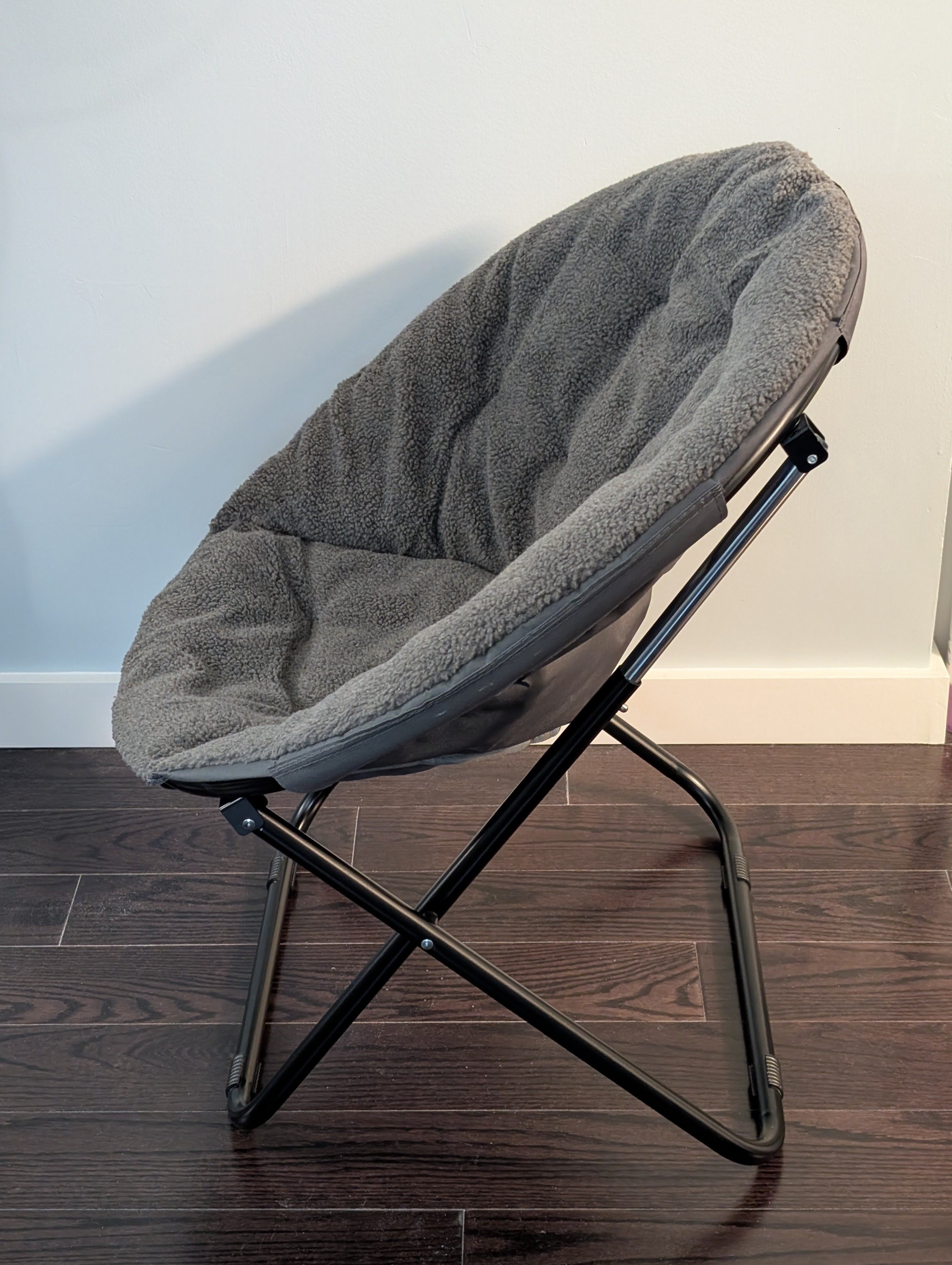 Bouclair Grey Sherpa Foldable Papasan Chair - photo 4