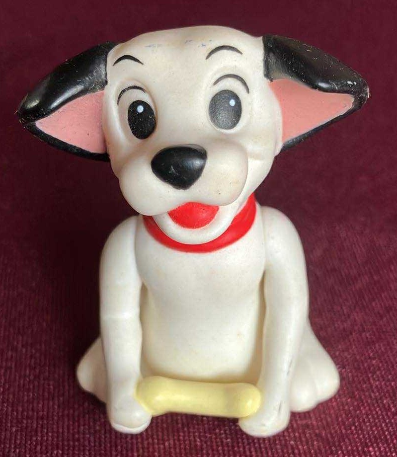 Vintage 101 Dalmatians Toy Lucky with Bone - 2 Inches