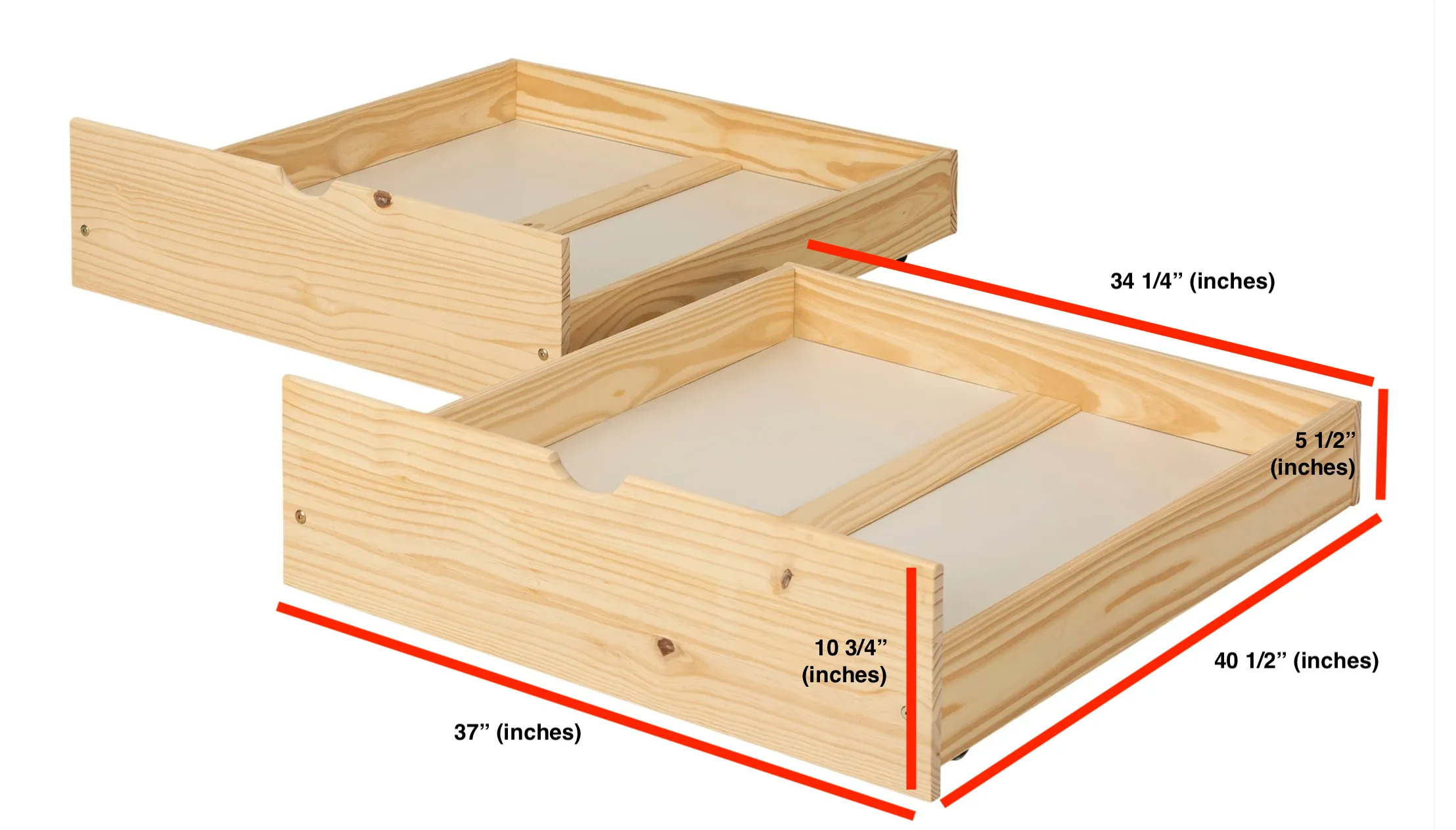 New TWO NEW Twin Bed Solid Wood Underbed Storage