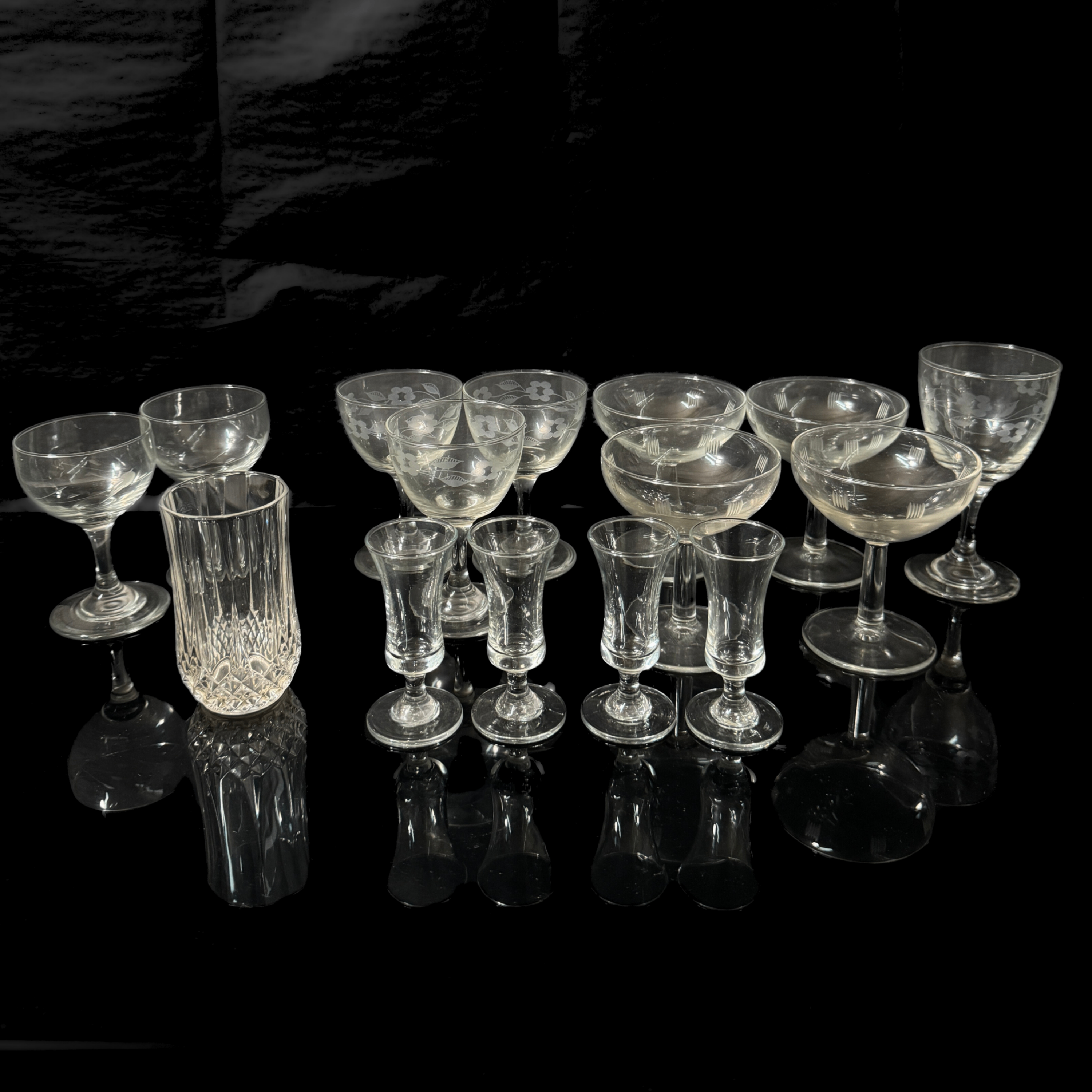 Vintage Assorted Glassware Set