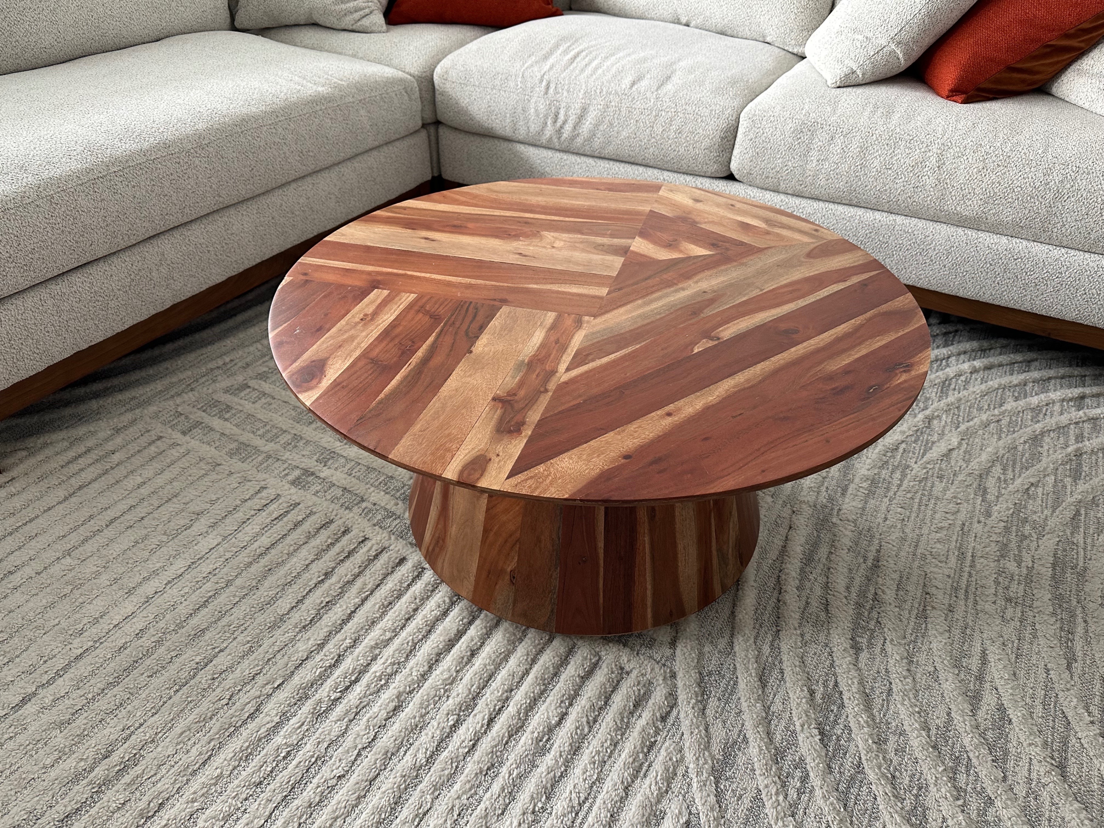 Round Wood Coffee Table 35" Diameter