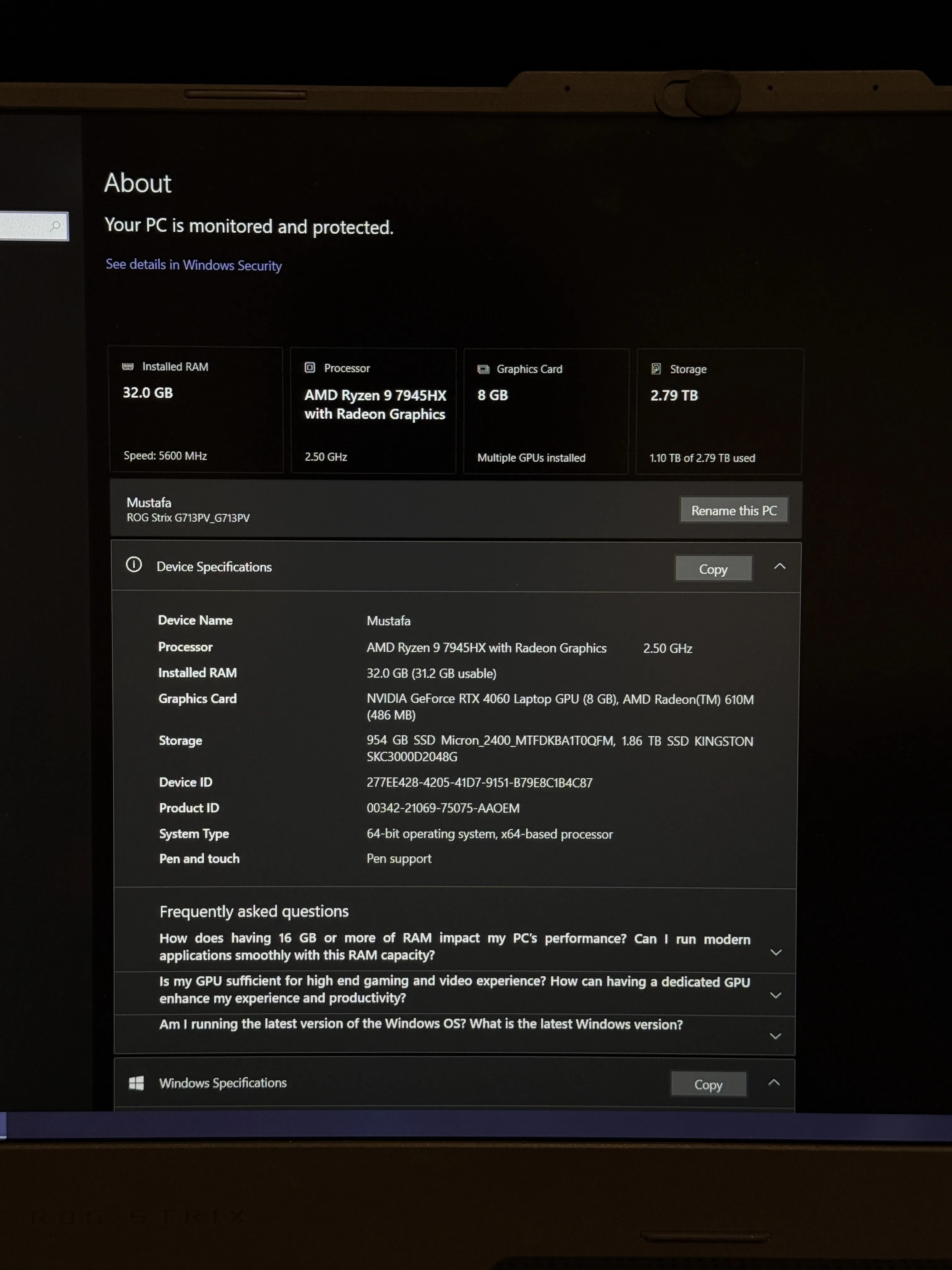 ASUS ROG G173PV (UPGRADED) GAMING LAPTOP image indicator(10)