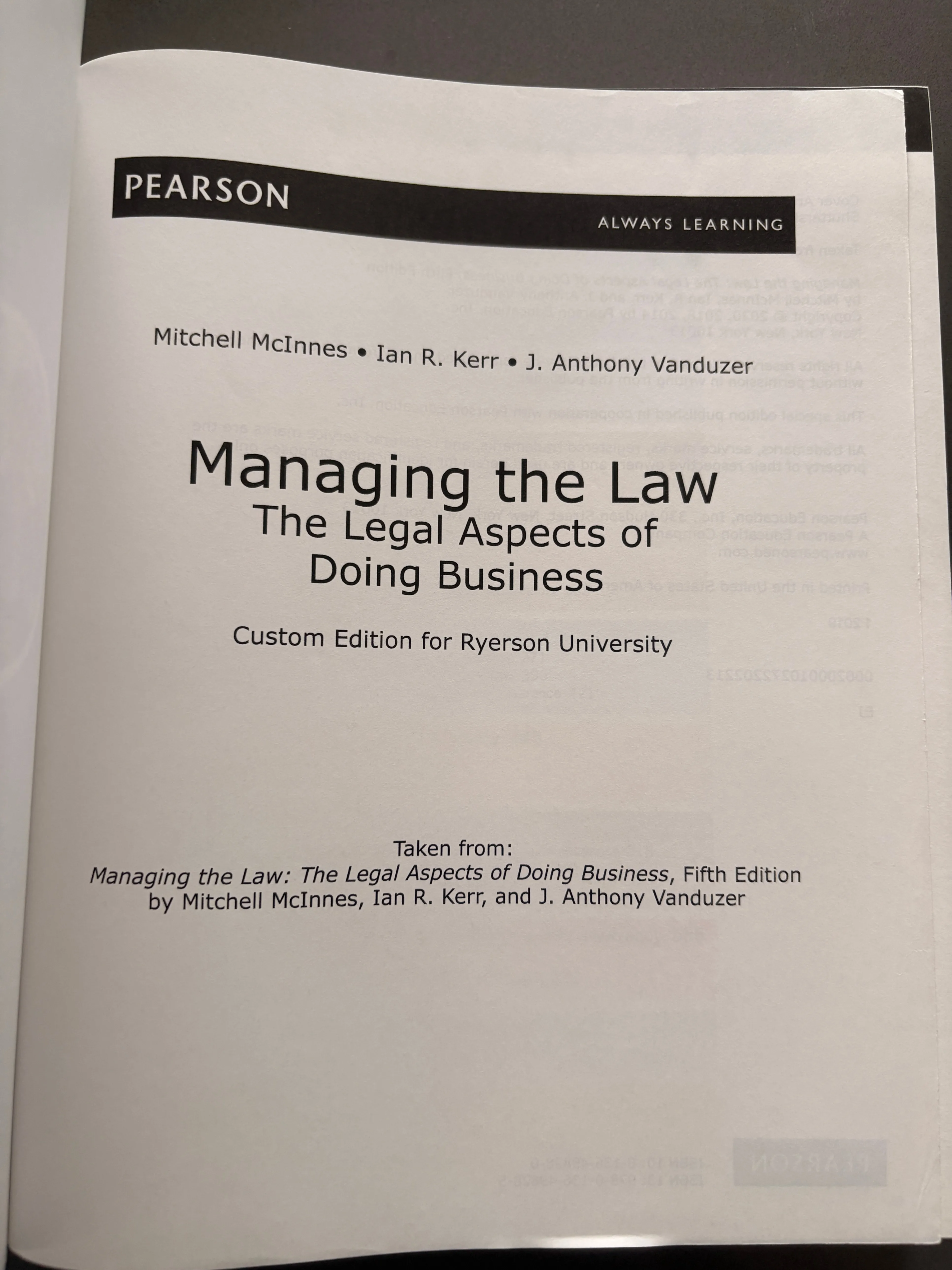 Managing the Law: The Legal Aspects of Doing Business (TMU) image indicator(2)