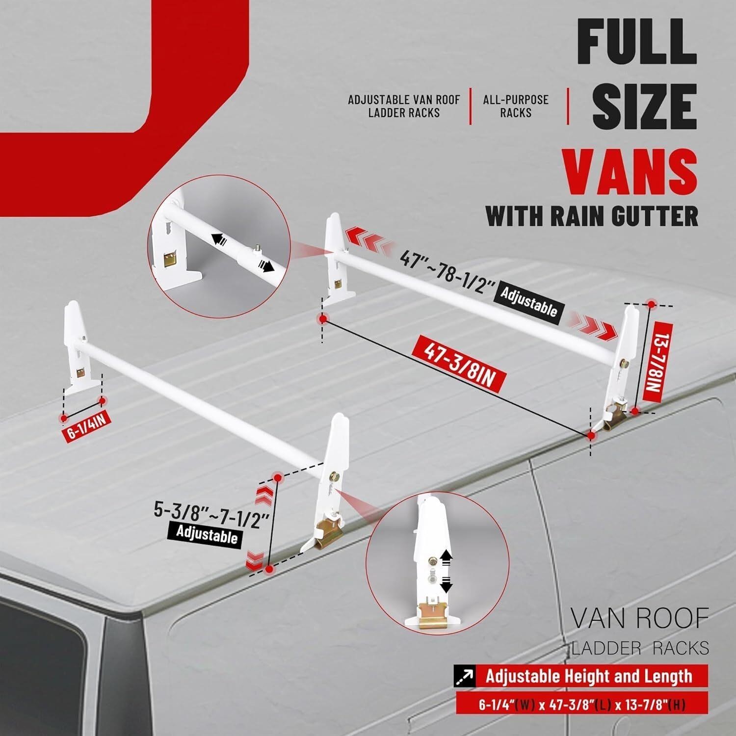 BRAND NEW Adjustable roof Ladder Rack 500LBS 2 Bars 77' - photo 3