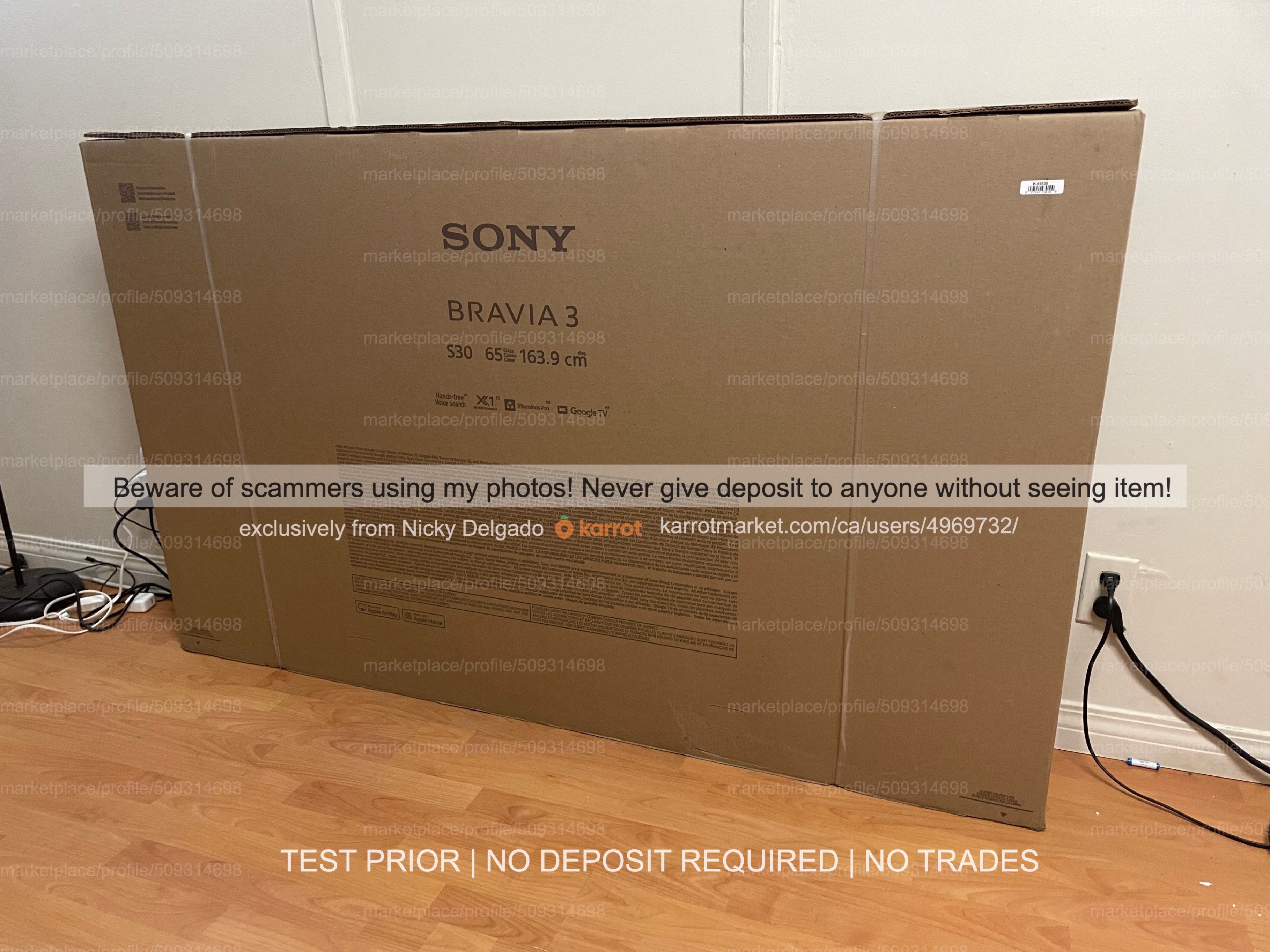 BNIB - Sony Bravia 3 65" K65S30B 4K HDR LED Smart Google TV