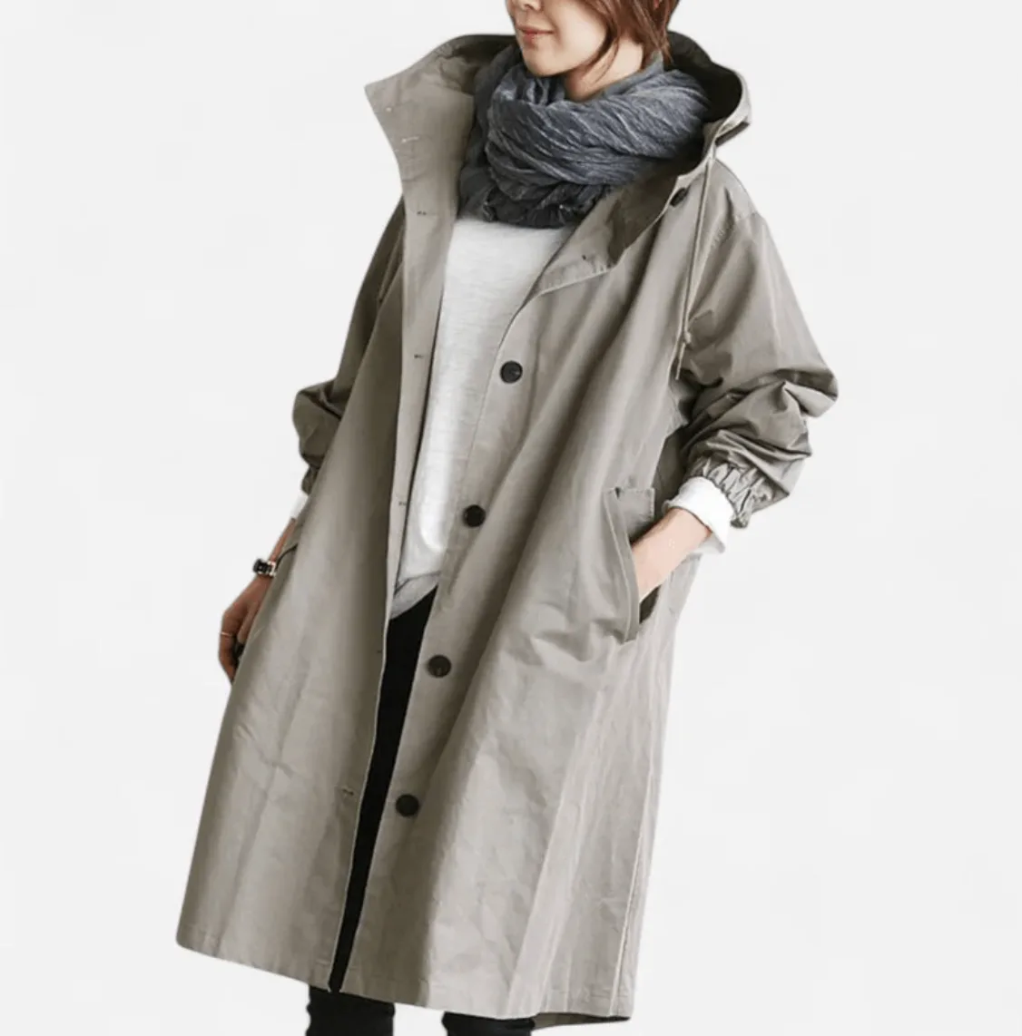 Gray Water Repellant Trench Coat -Small