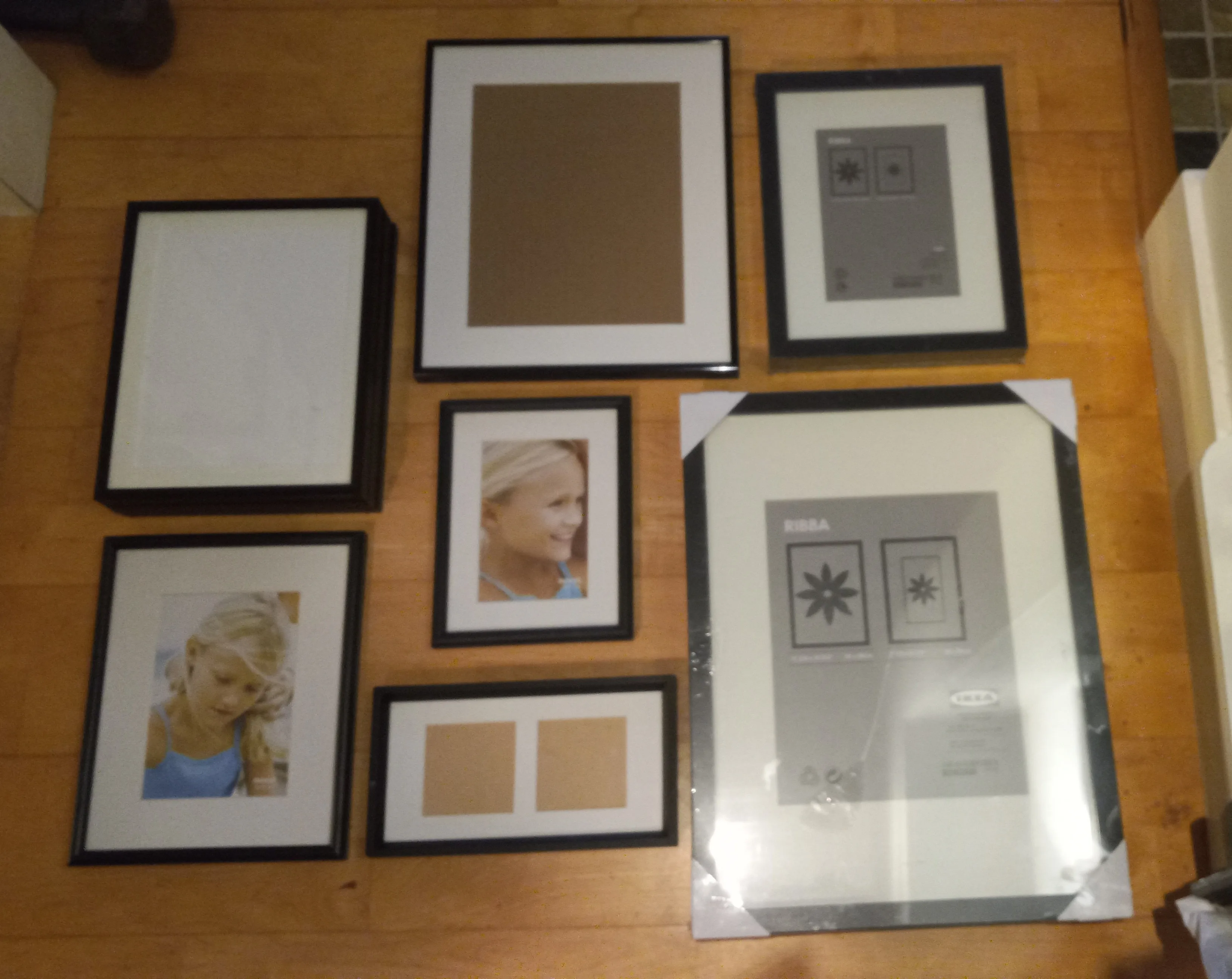 (10) Black frames w/glass for pictures/photo's