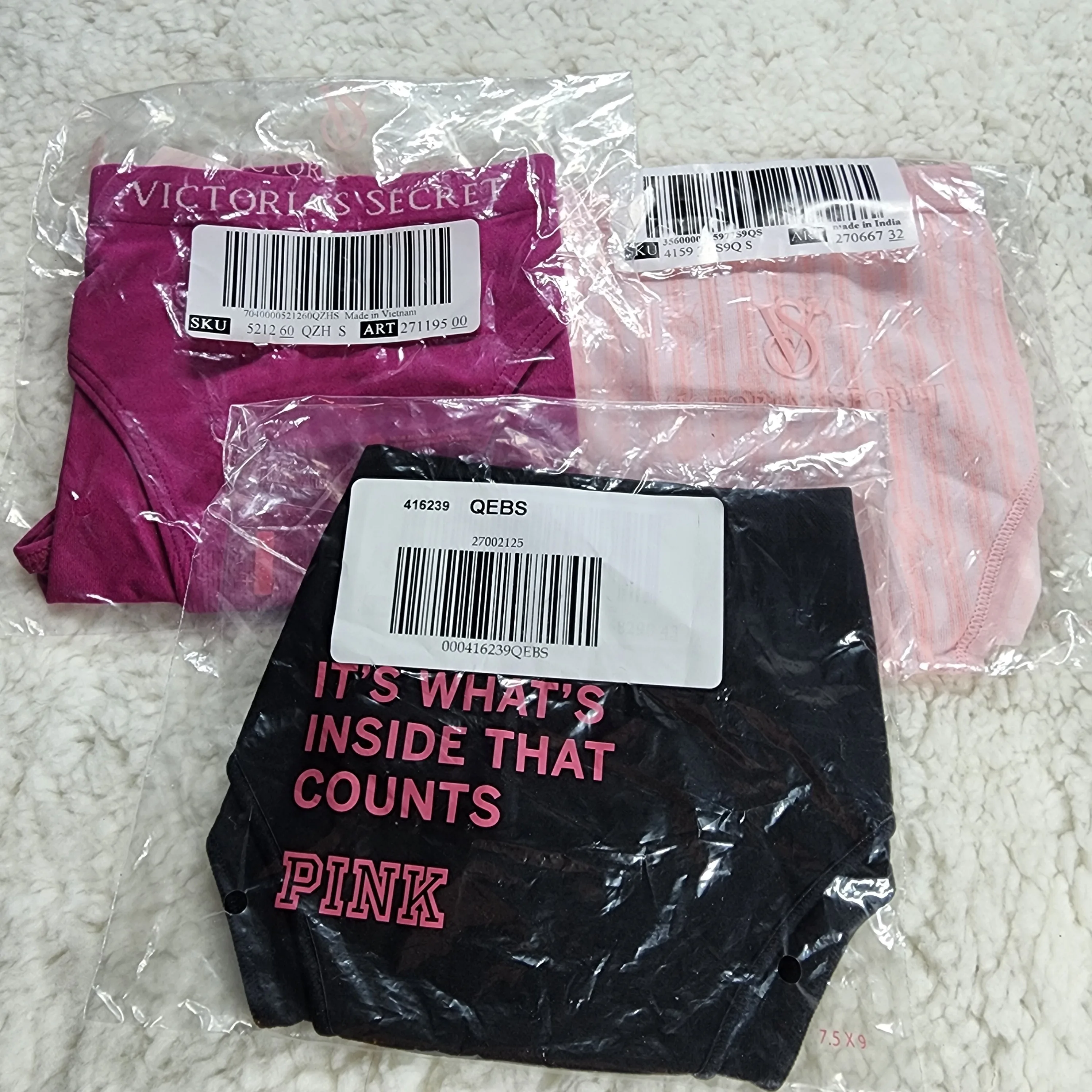 Lot of 3 Pink Victoria's Secret Panties, Size S, NEW WITH TAGS image indicator(2)