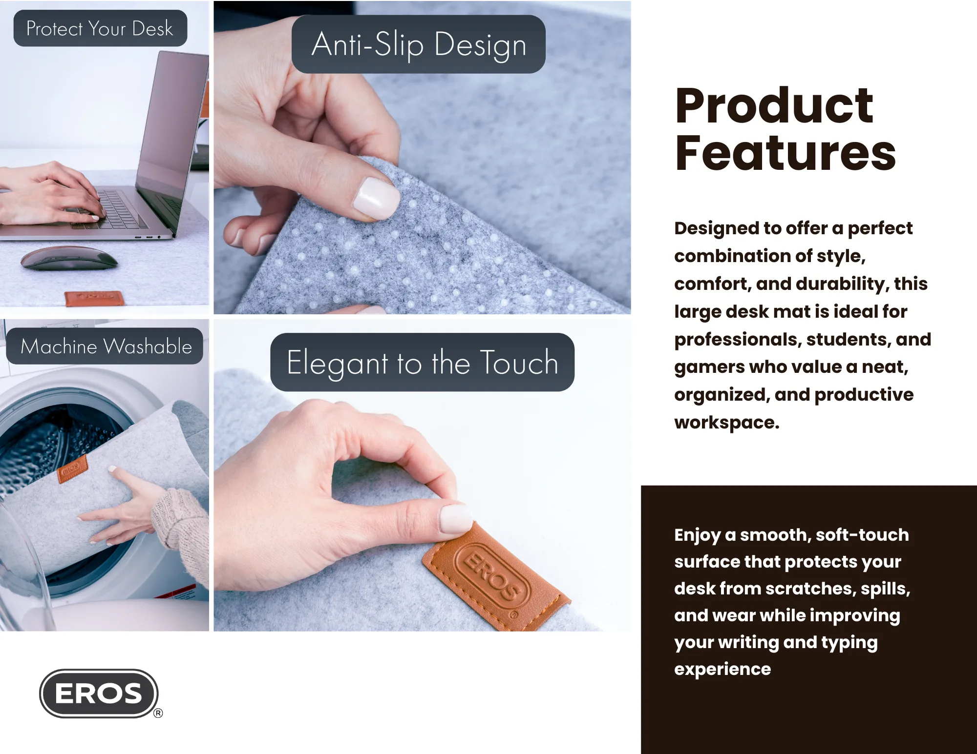 EROS Office Products - Non-Slip Felt Desk Mat image indicator(5)