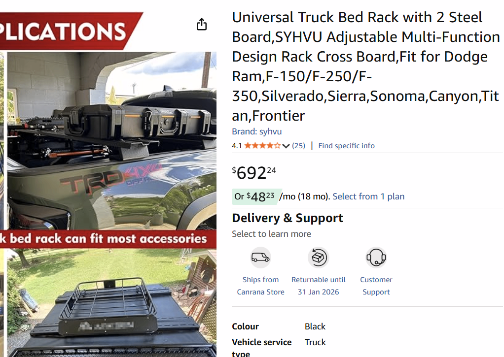 BRAND NEW Universal Truck Bed Rack with 2 Steel Boards - photo 4