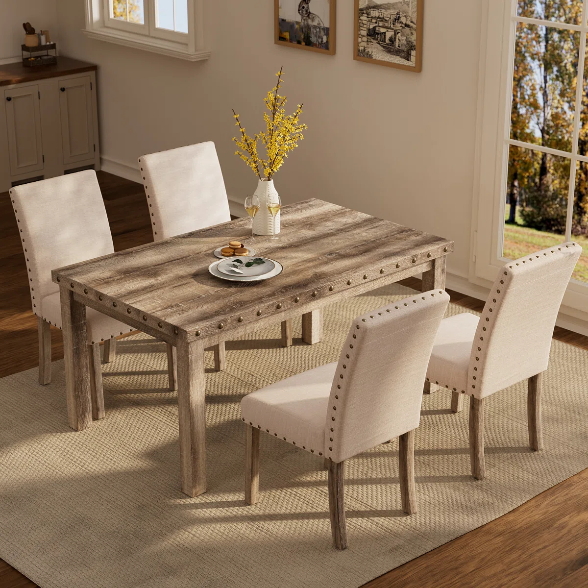 Gracie Oaks Fort Rustic Wood Dining Table - 60x36 - photo 3